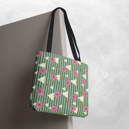 Floral Geometric Tote Bag, Eco-Friendly Carryall, Floral Tote for Everyday Use, Boho Bag, Great Gift for Mother's Day, Unique Shopping Bag