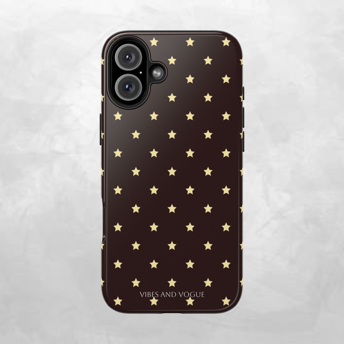 Star Pattern Tough Phone Case — Gold Stars on Chocolate Brown