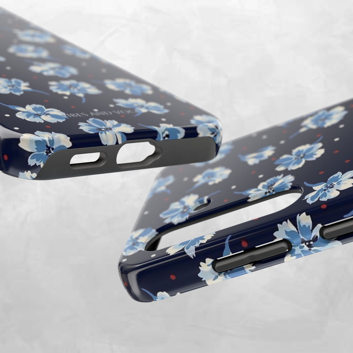 Floral Navy Tough Phone Case — Blue Blossom Protective Phone Cover