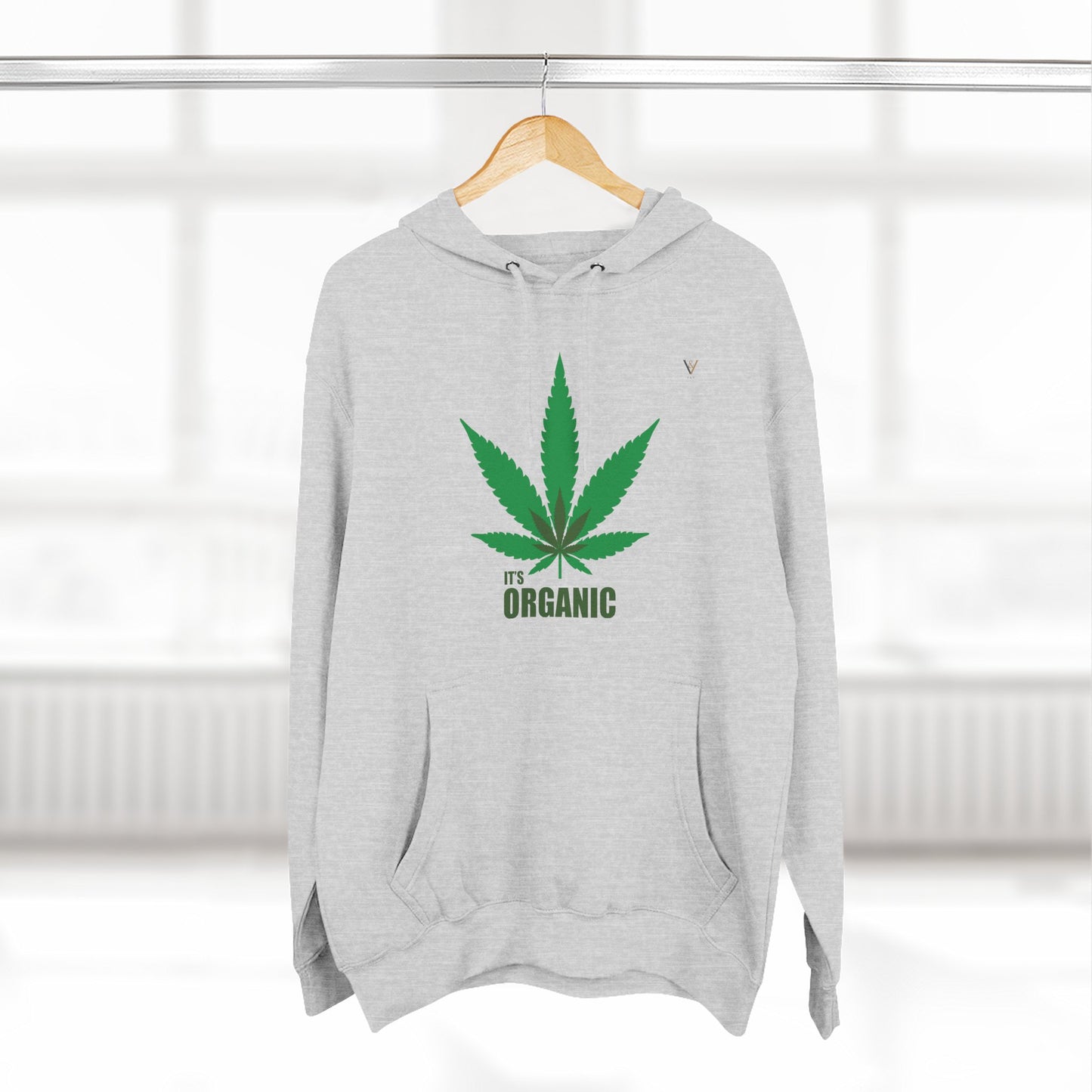 Organic Hemp Leaf Fleece Hoodie - Eco-Friendly Cannabis Apparel