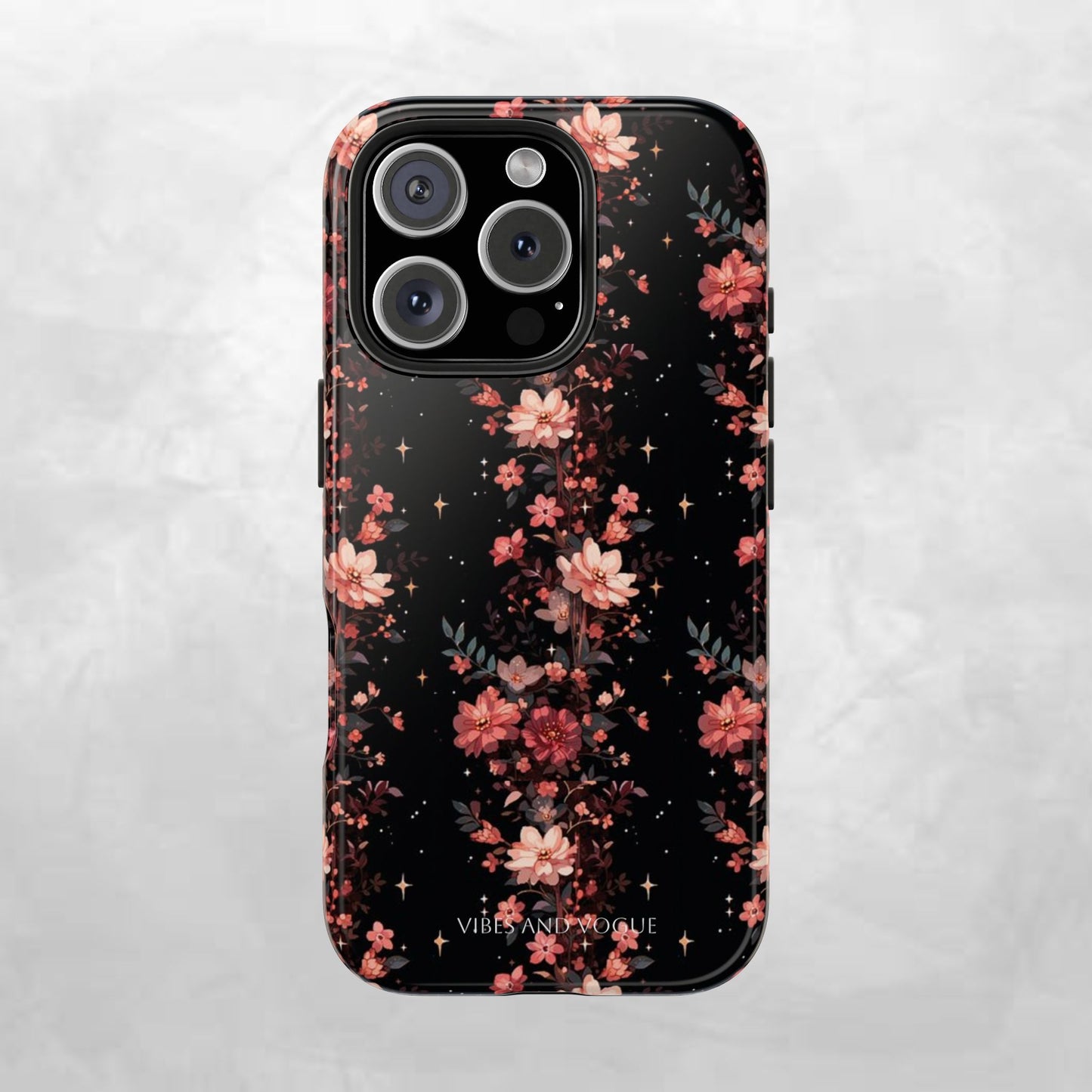 Floral Galaxy Phone Case – Dark Pink Blossom Tough Protective Case