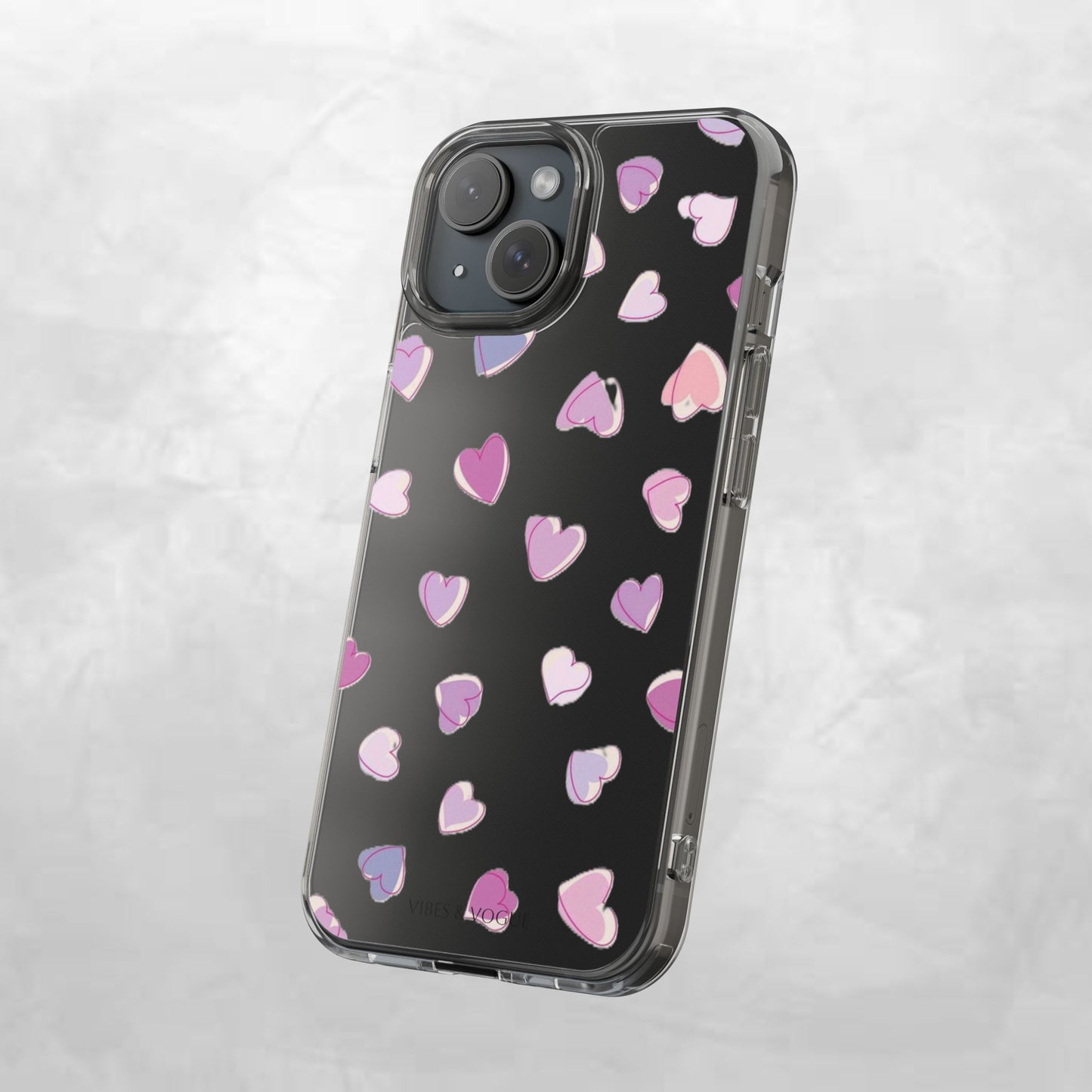 Heart Pattern Clear Case, Cute Phone Cover, Valentine's Day Gift, Trendy Phone Accessory, Love Theme Case
