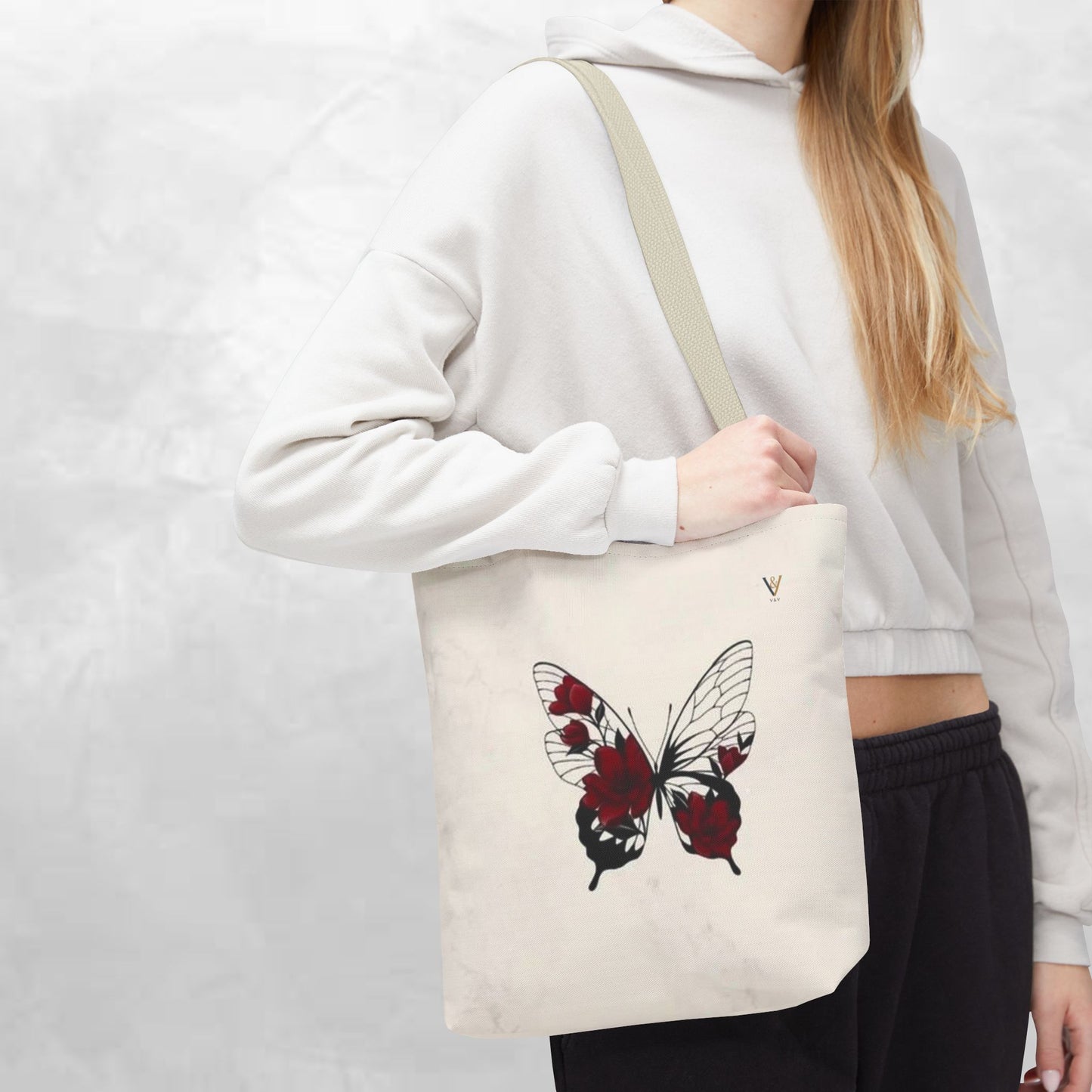Butterfly Floral Tote Bag, Elegant Carry-All, Eco-Friendly Shopping Bag, Gift for Her, Boho Style