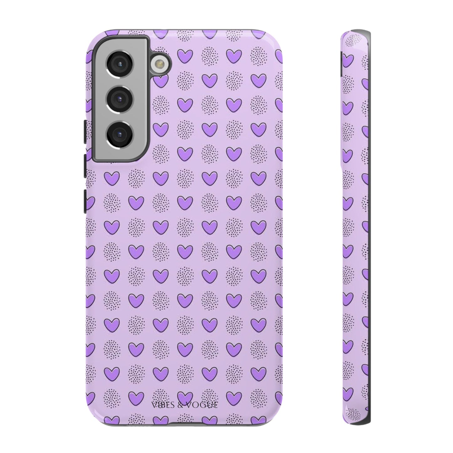 Purple Heart Pattern Phone Case - Tough Cases for a Stylish & Protective Vibe