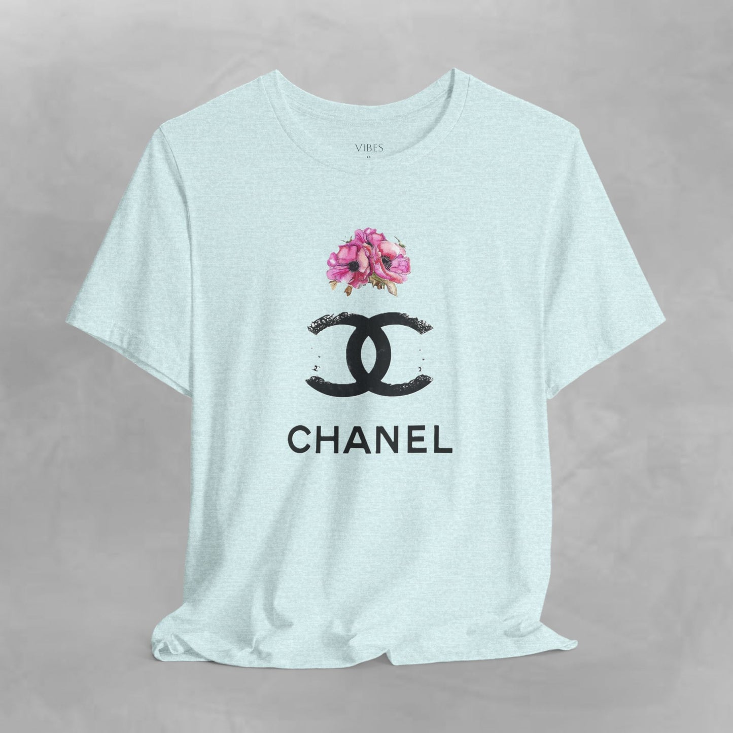 Chic Floral Logo Tee | Stylish Unisex Jersey Short Sleeve T-Shirt, Fashion Tee, Luxury Aesthetic, Gift for Her, Casual Wear, Trendy Apparel