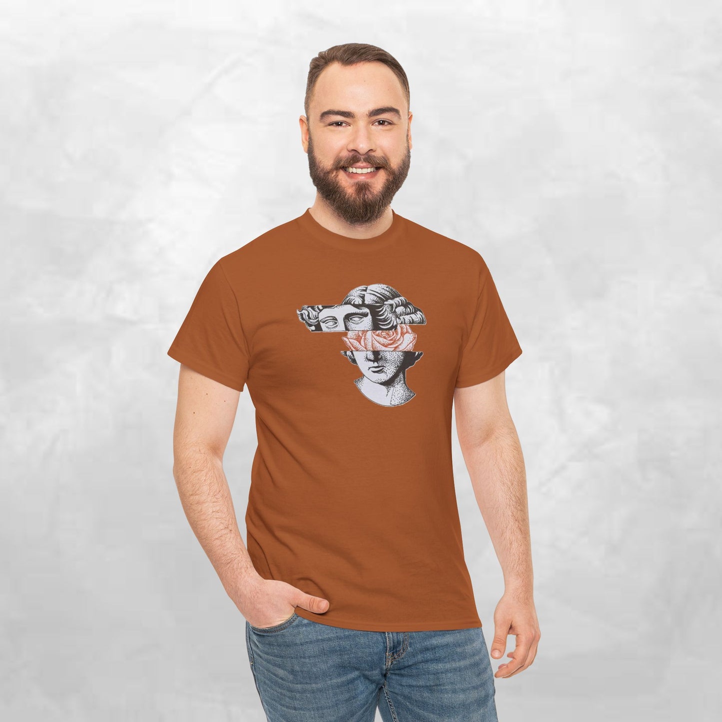 Artistic Unisex Heavy Cotton Tee – Abstract Face Design