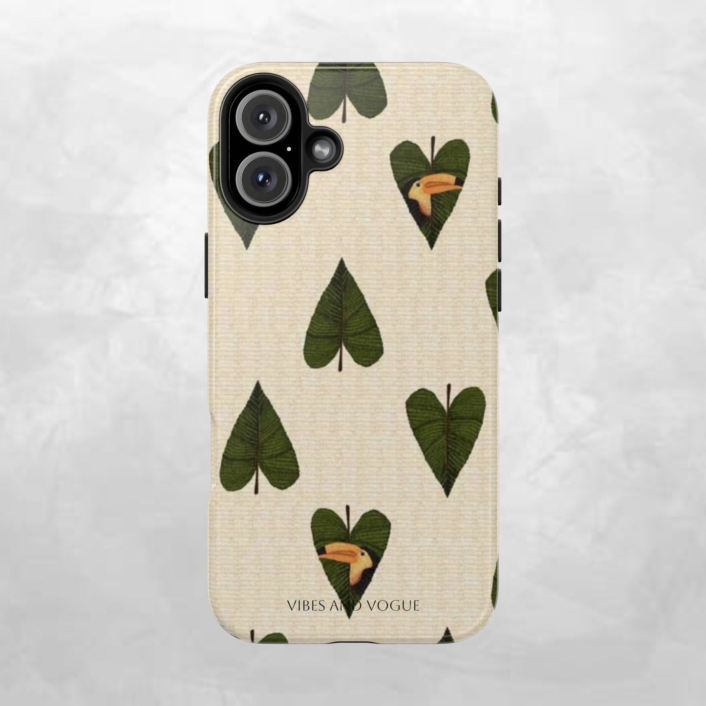 Tough Phone Case — Green Leaf Heart Pattern Tough Phone Case (Vibes and Vogue)