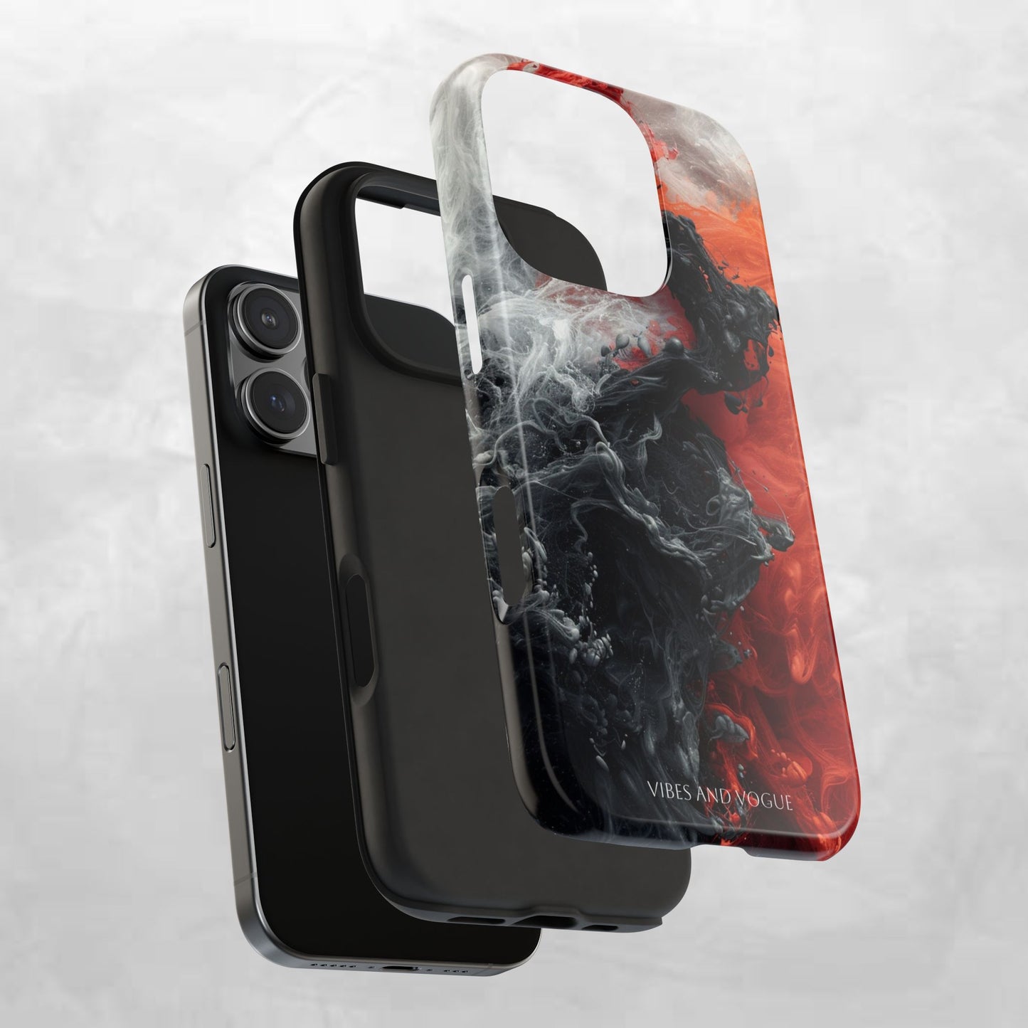 Abstract Red & Black Smoke Tough Phone Case — Vibes and Vogue Protective Cover