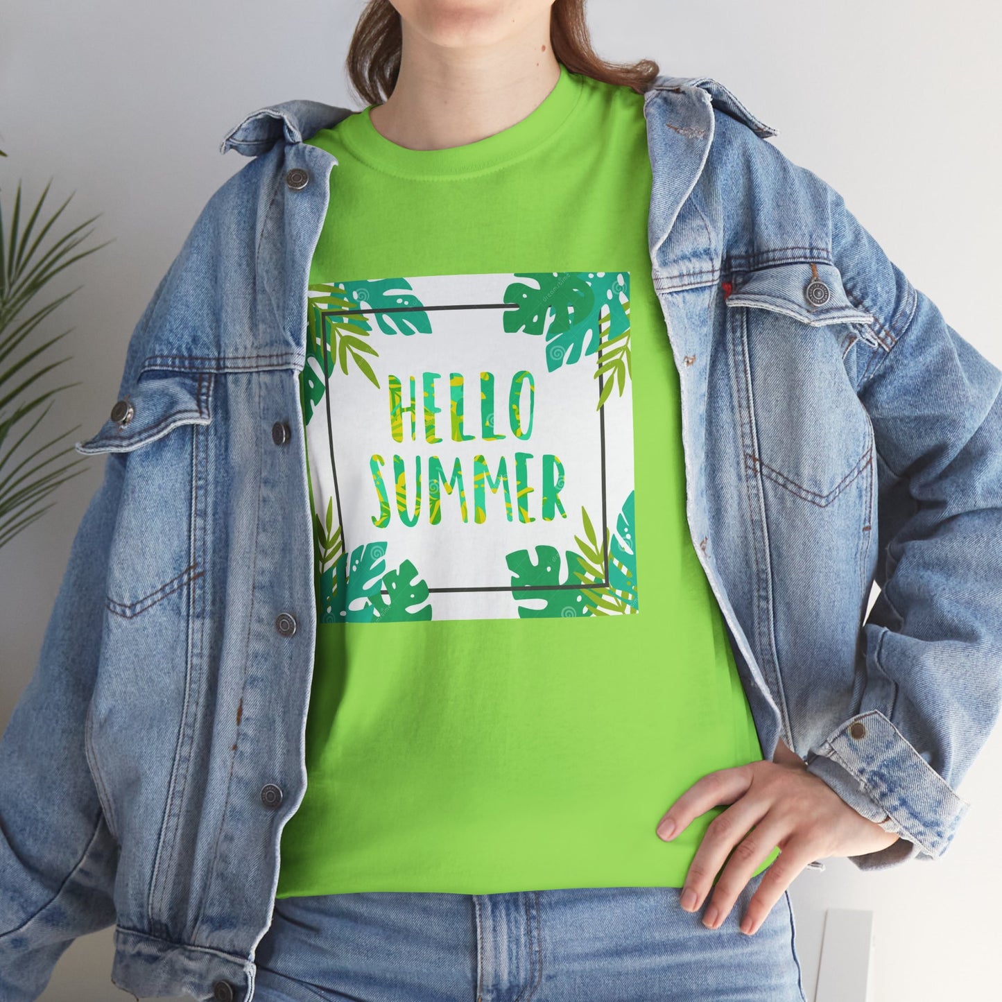 Hello Summer Unisex Heavy Cotton Tee – Tropical Vibe Summer Shirt
