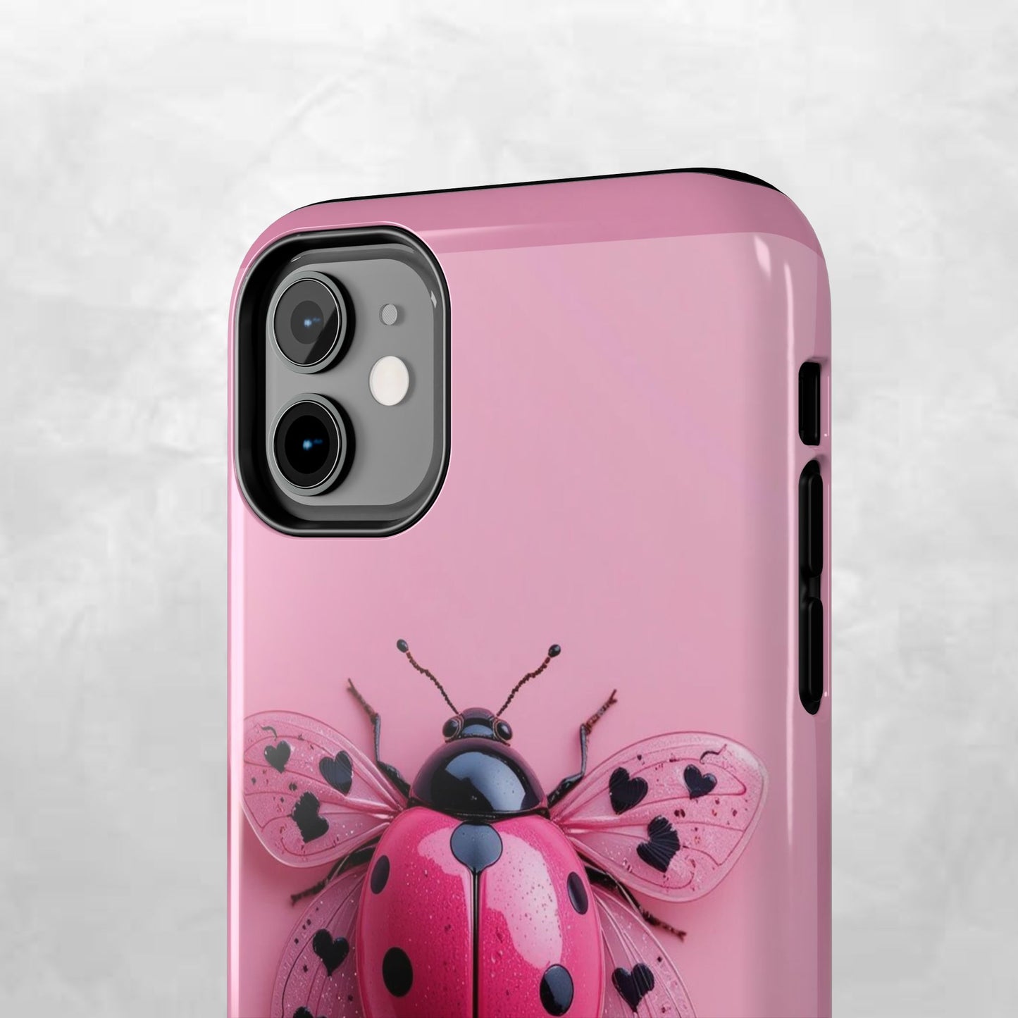 Pink Ladybug Tough Phone Case, Cute Phone Cover, Bug Lover Gift, Durable Smartphone Shell, Protective Tech Accessory