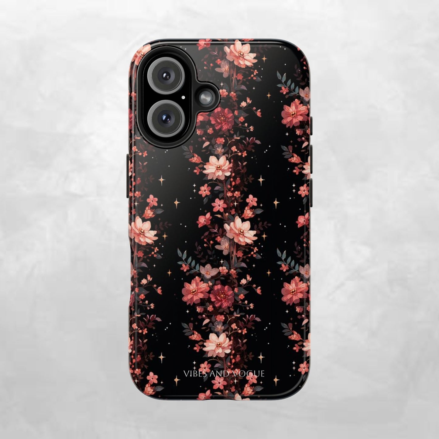 Floral Galaxy Phone Case – Dark Pink Blossom Tough Protective Case