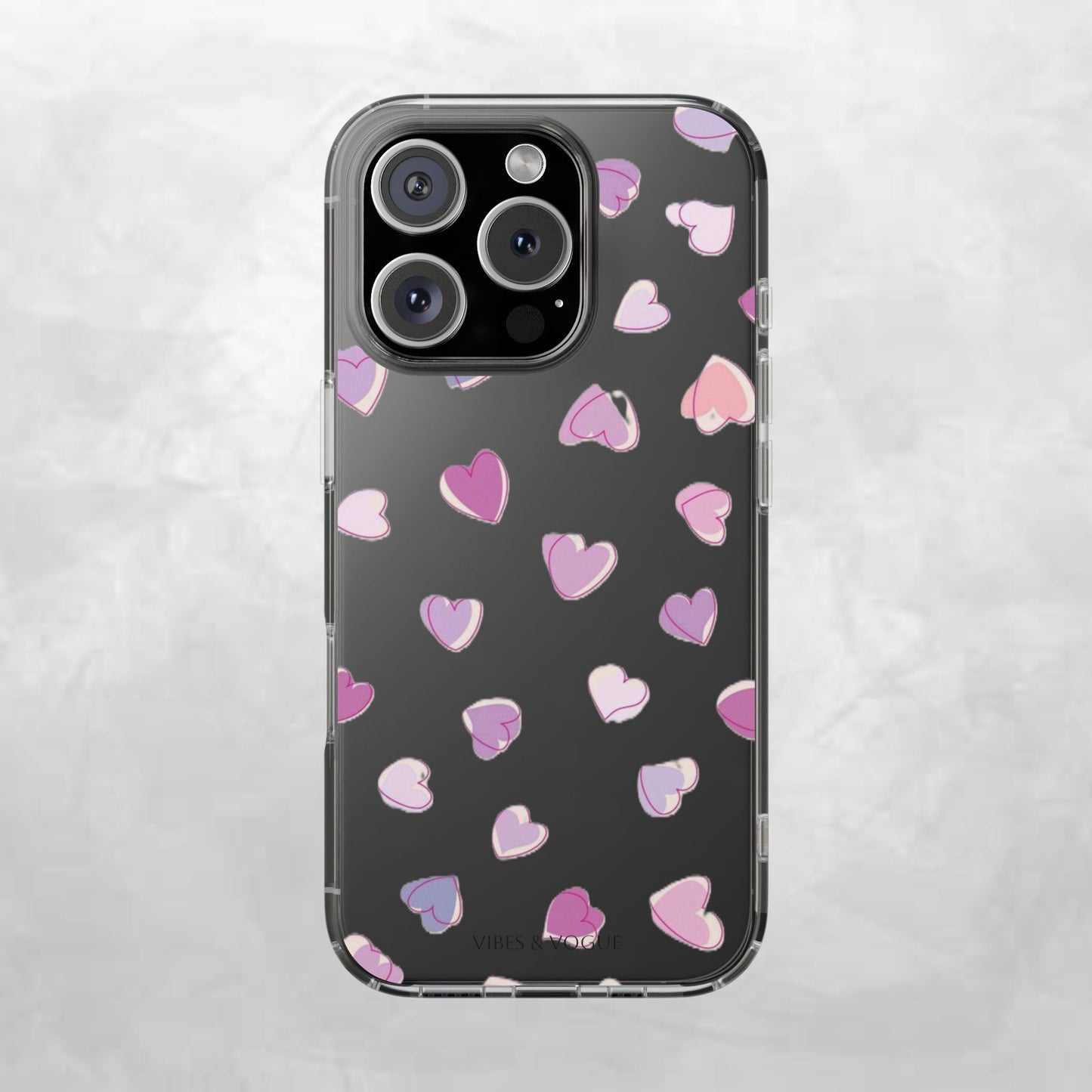 Heart Pattern Clear Case, Cute Phone Cover, Valentine's Day Gift, Trendy Phone Accessory, Love Theme Case