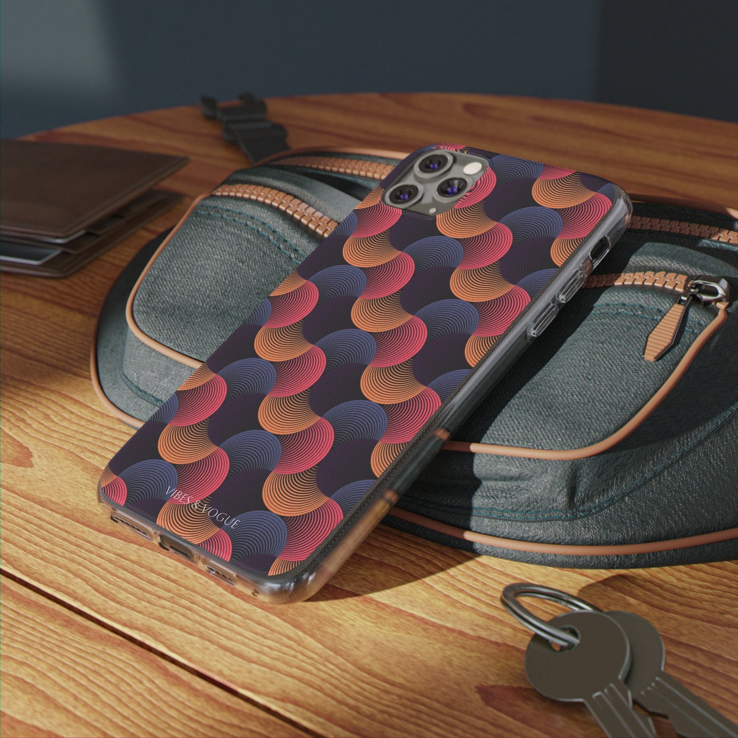 Colorful Retro Wave Clear Silicone Phone Case