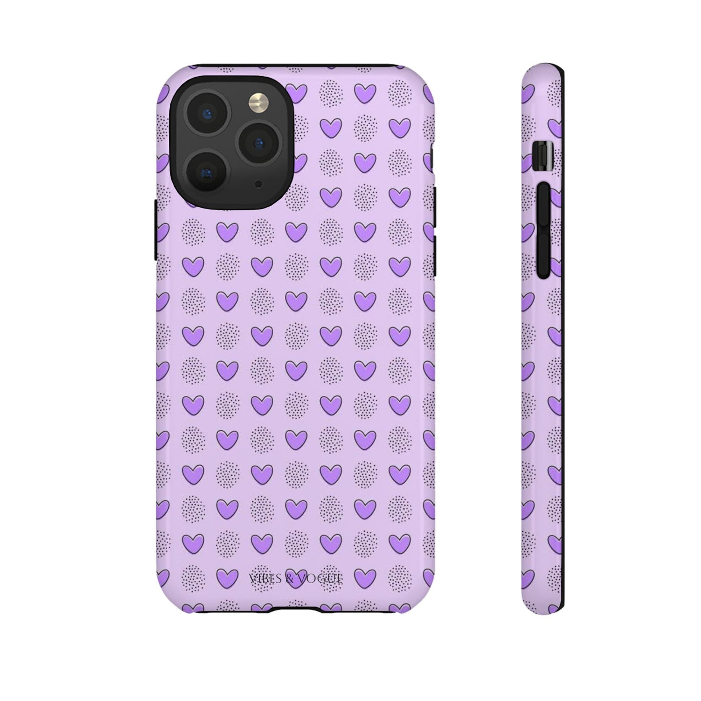 Purple Heart Pattern Phone Case - Tough Cases for a Stylish & Protective Vibe