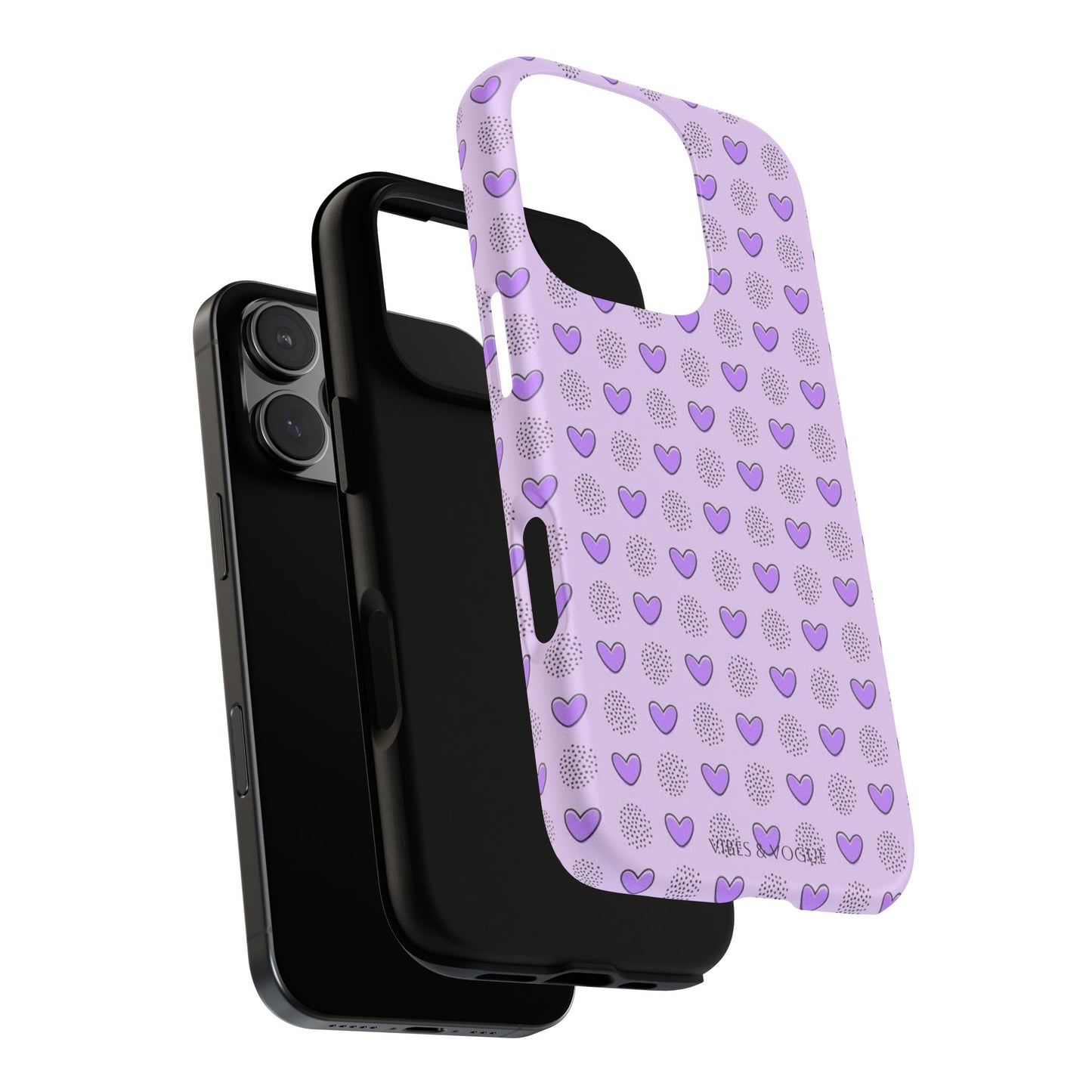 Purple Heart Pattern Phone Case - Tough Cases for a Stylish & Protective Vibe