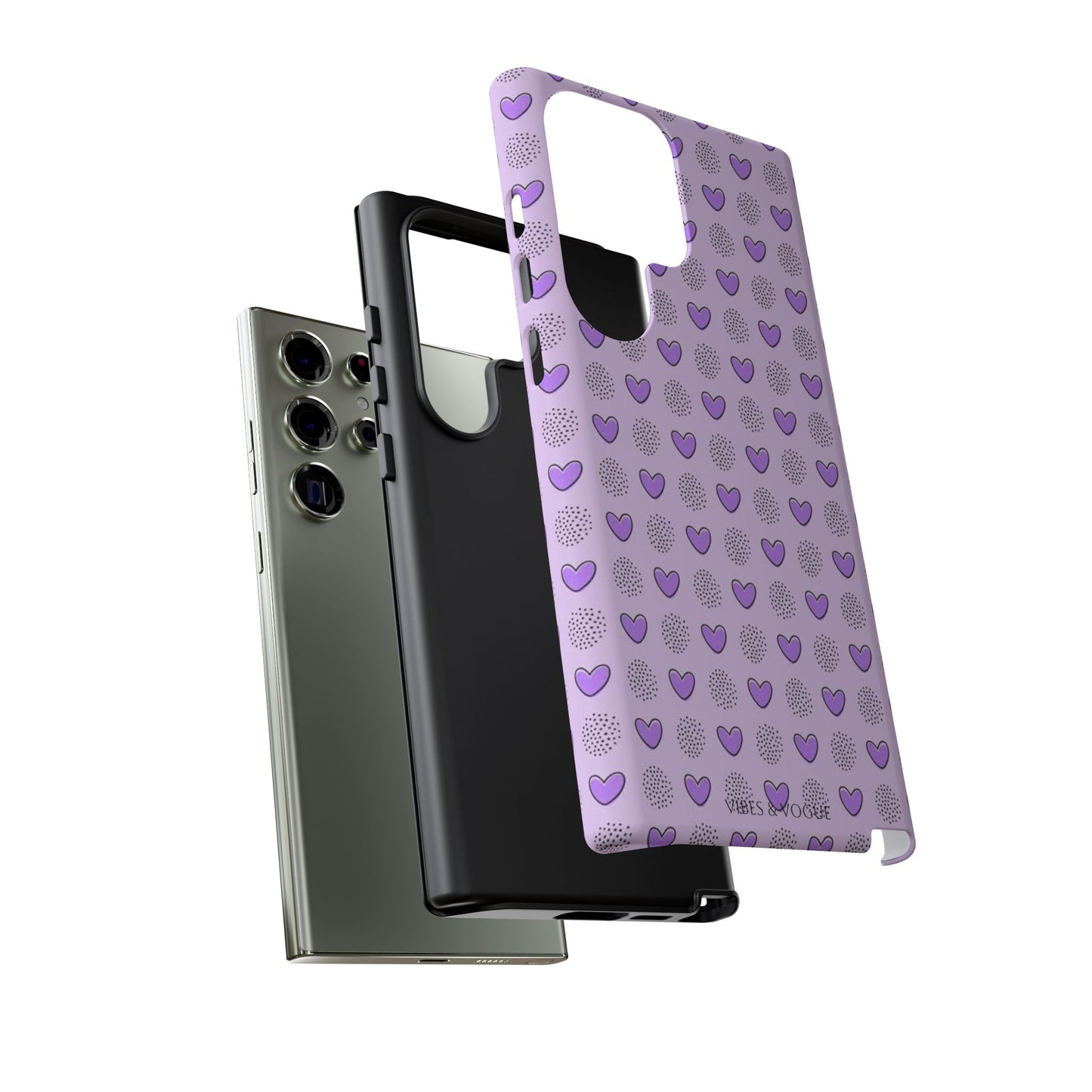 Purple Heart Pattern Phone Case - Tough Cases for a Stylish & Protective Vibe