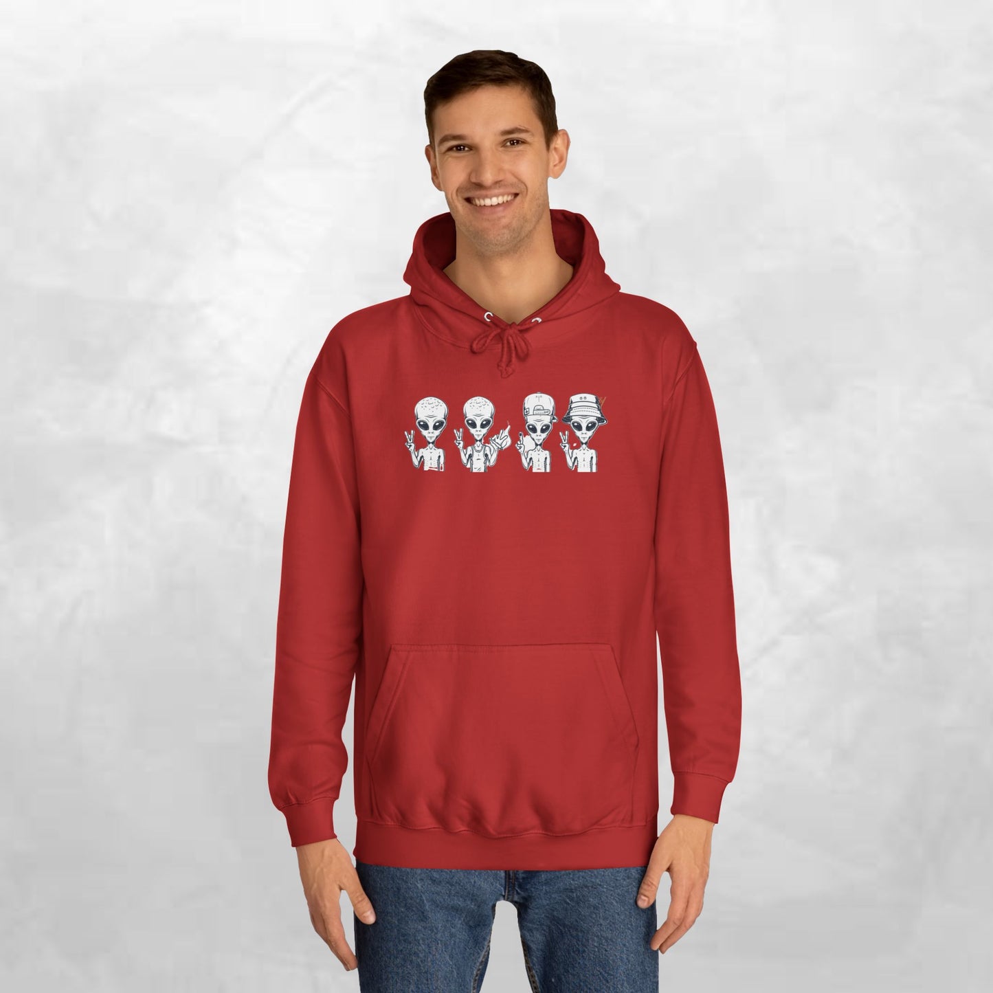 Retro Alien College Hoodie - Unisex Warm Sweatshirt for Campus Style