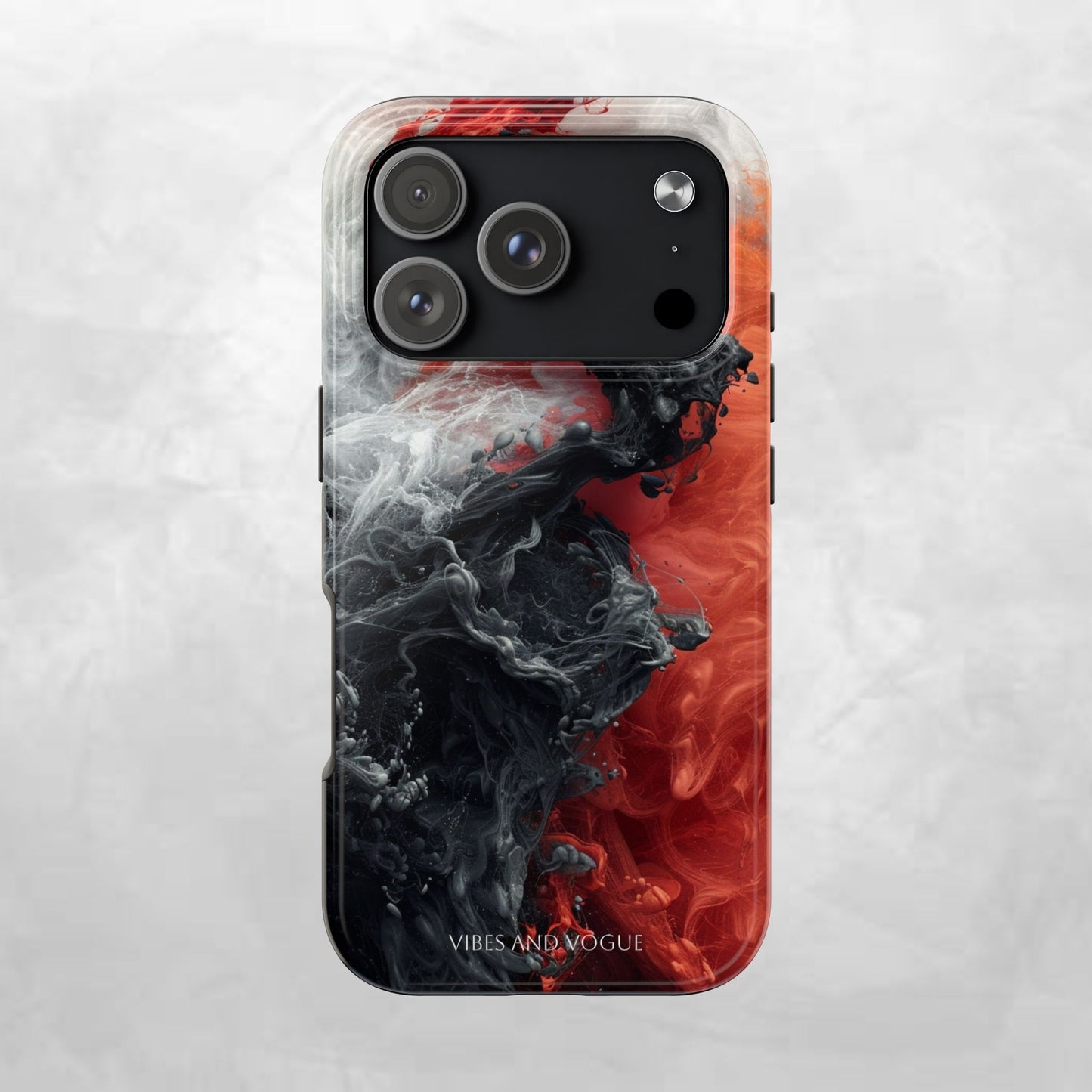 Abstract Red & Black Smoke Tough Phone Case — Vibes and Vogue Protective Cover
