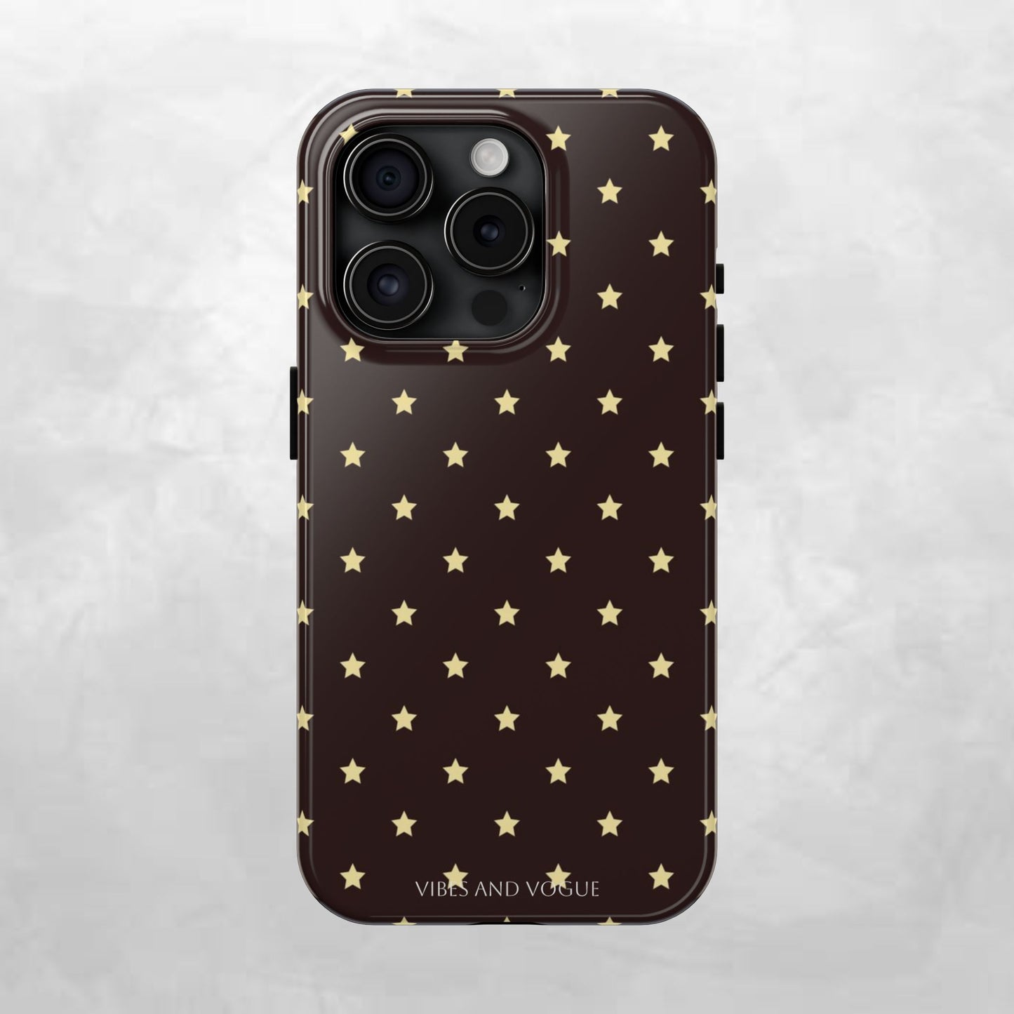 Star Pattern Tough Phone Case — Gold Stars on Chocolate Brown