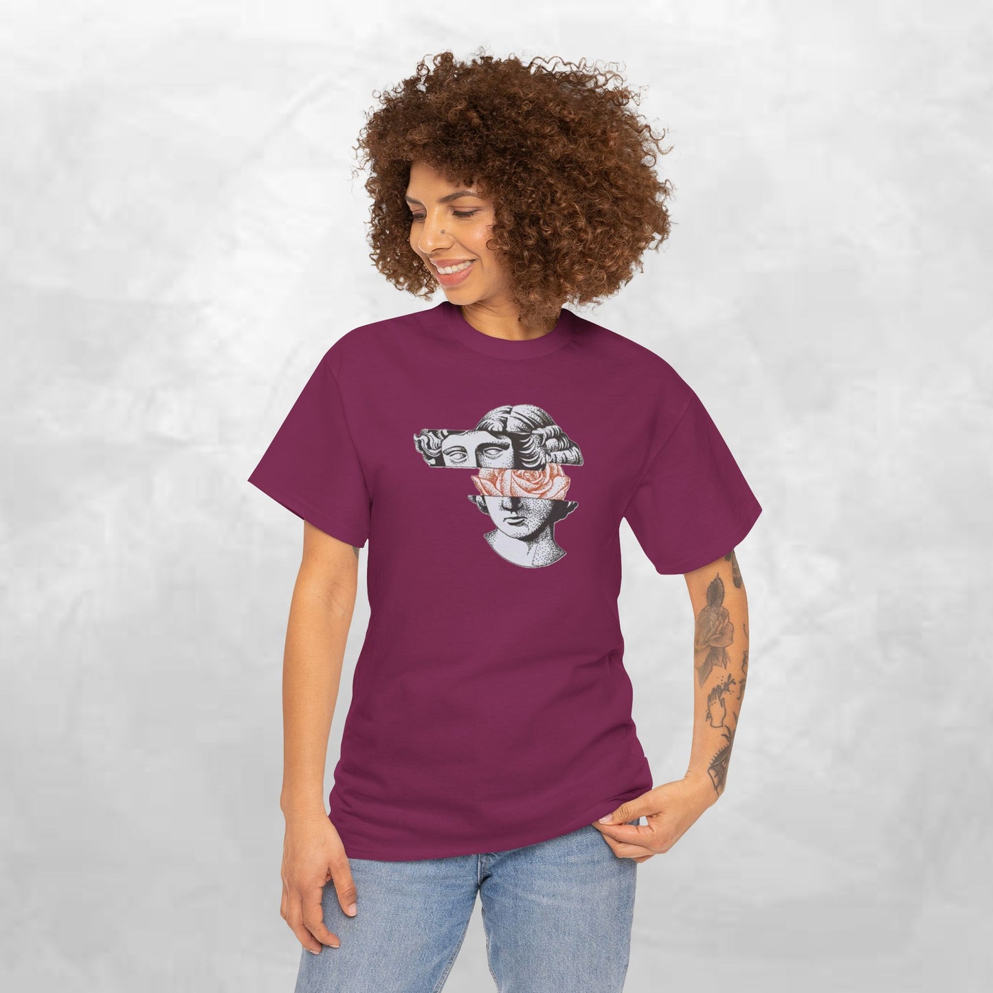 Artistic Unisex Heavy Cotton Tee – Abstract Face Design