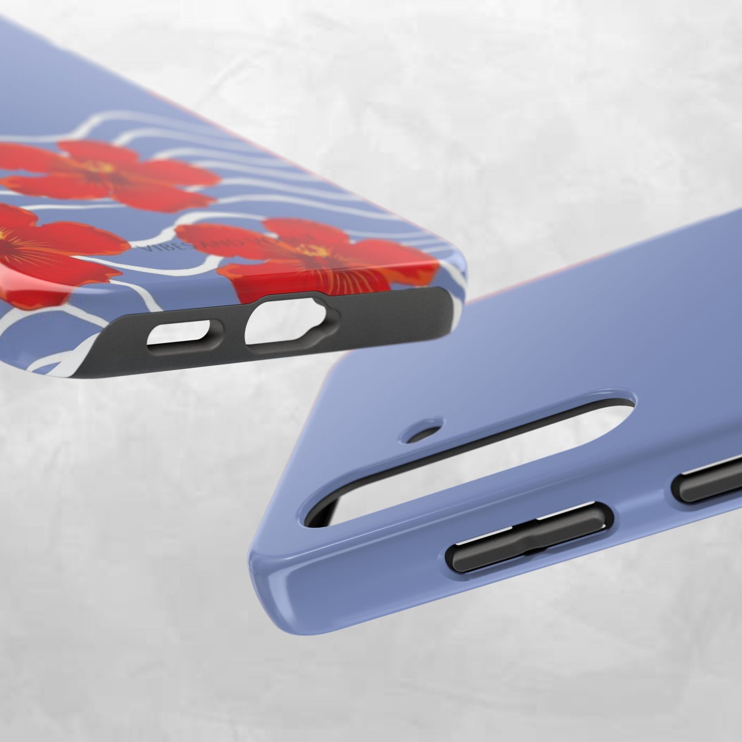 Tough Phone Case — Red Hibiscus Waves (Durable Protective Phone Cover)