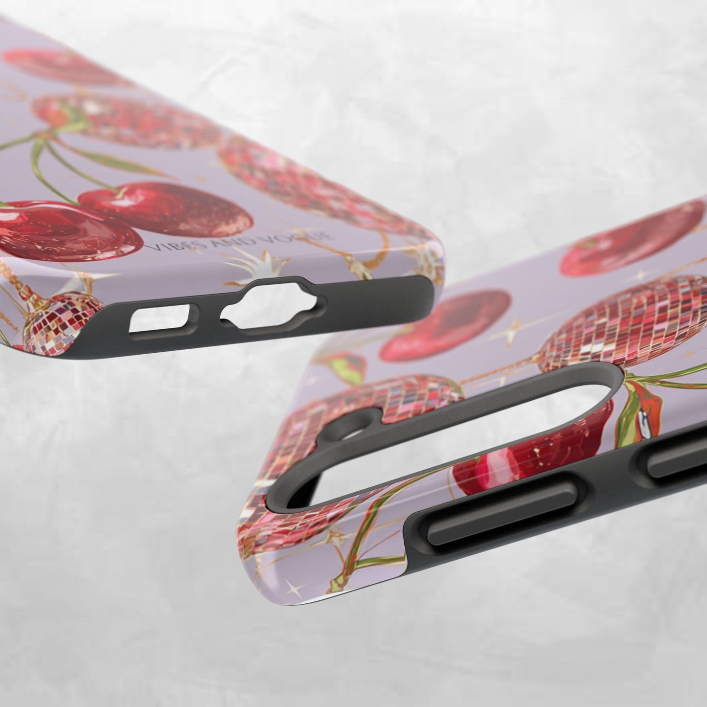 Disco Cherry Tough Phone Case — Retro Sparkle iPhone Protection