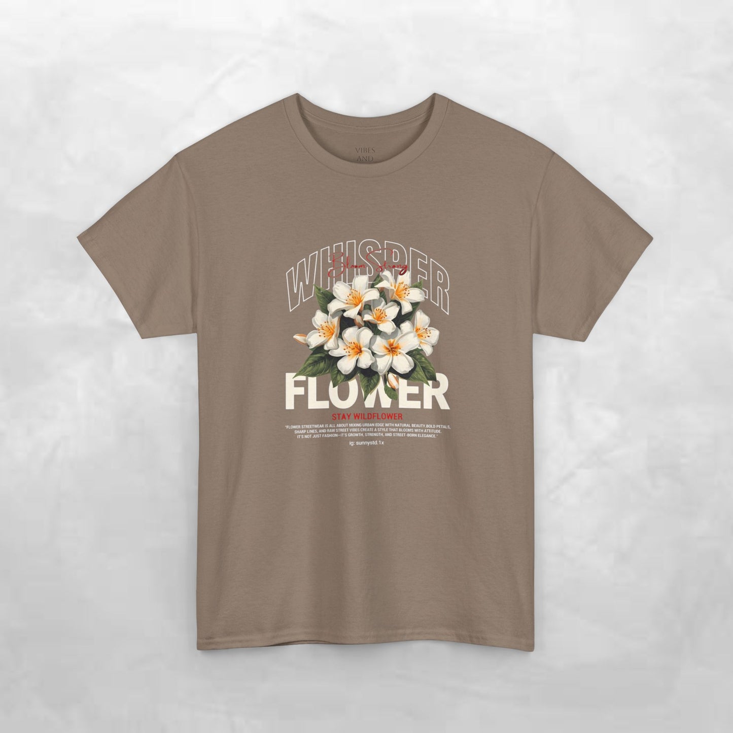 Floral "Whisper Flower" Graphic Tee — Vintage Plumeria Blossom Shirt