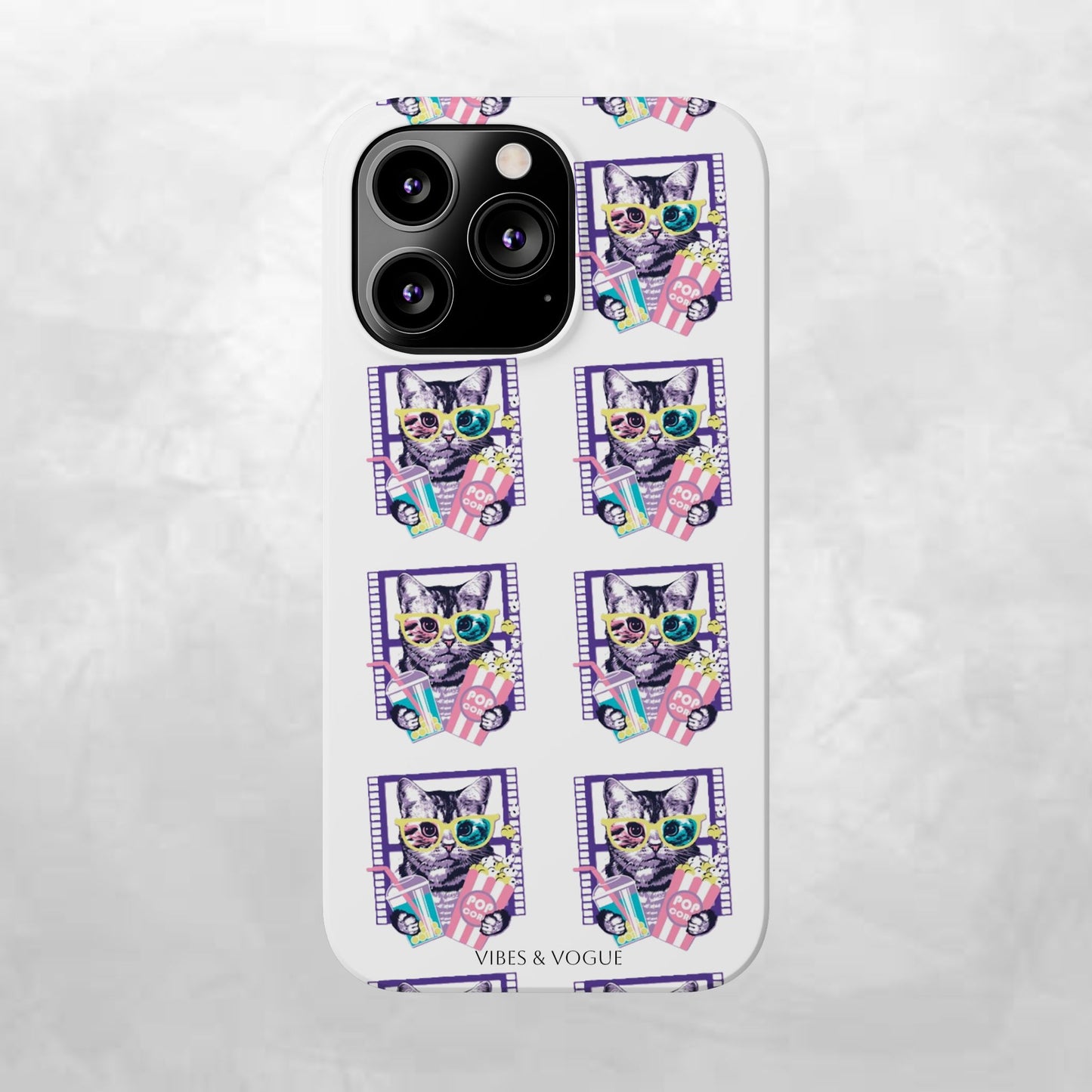 Cat Lover's Slim Phone Cases, Cute Cat Phone Covers, Pet-Themed Accessories, Gifts for Cat Lovers, Vibrant Patterned Cases