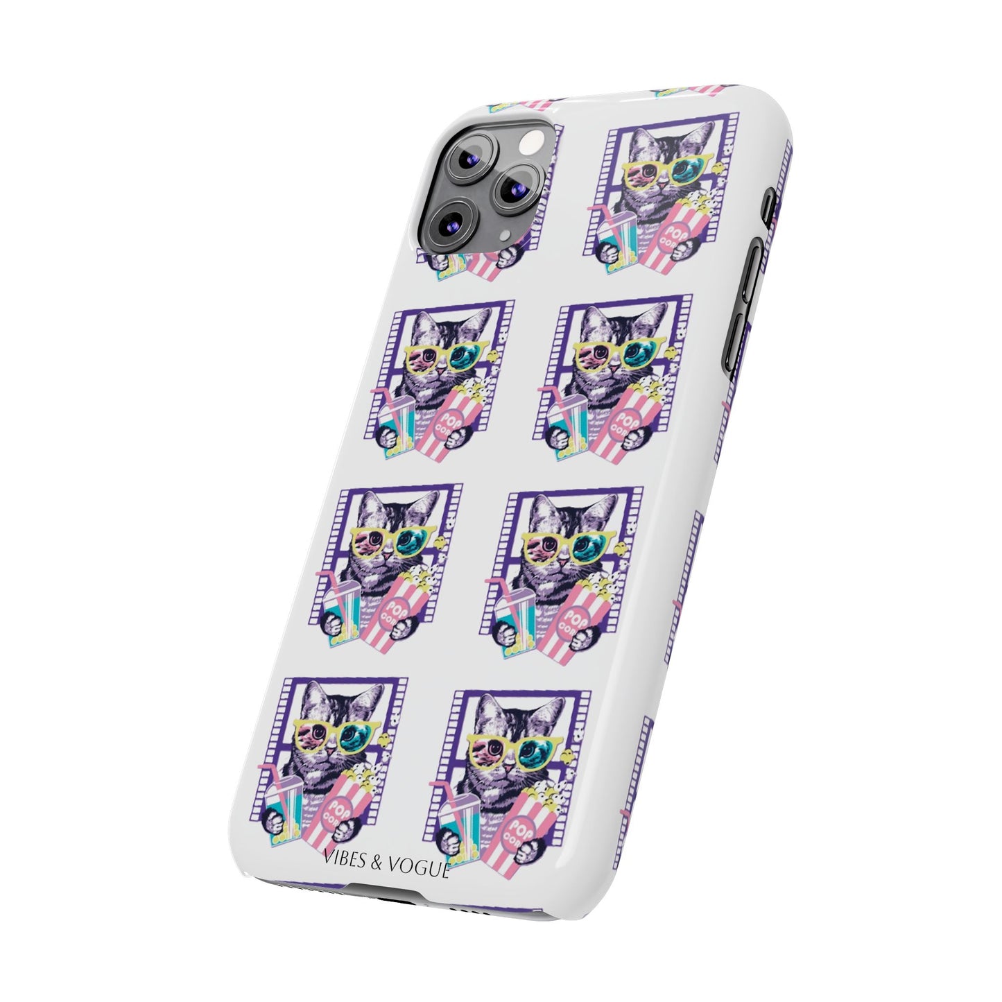 Cat Lover's Slim Phone Cases, Cute Cat Phone Covers, Pet-Themed Accessories, Gifts for Cat Lovers, Vibrant Patterned Cases