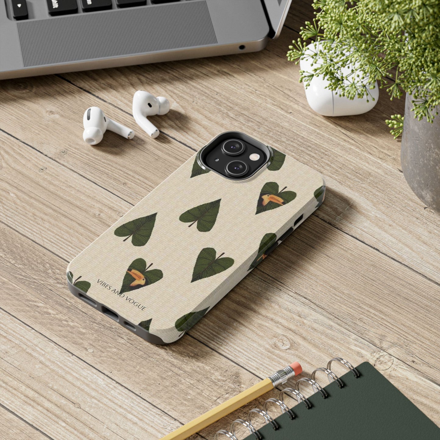 Tough Phone Case — Green Leaf Heart Pattern Tough Phone Case (Vibes and Vogue)