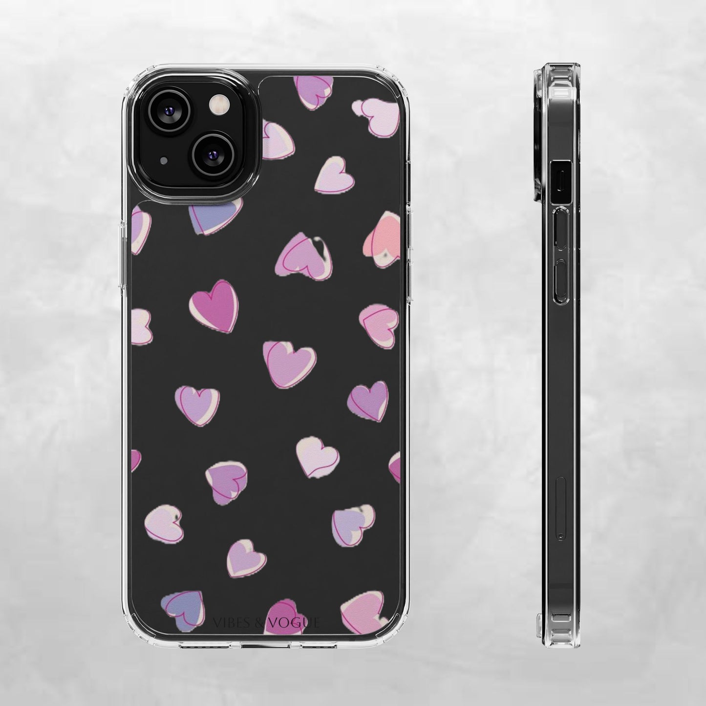Heart Pattern Clear Case, Cute Phone Cover, Valentine's Day Gift, Trendy Phone Accessory, Love Theme Case