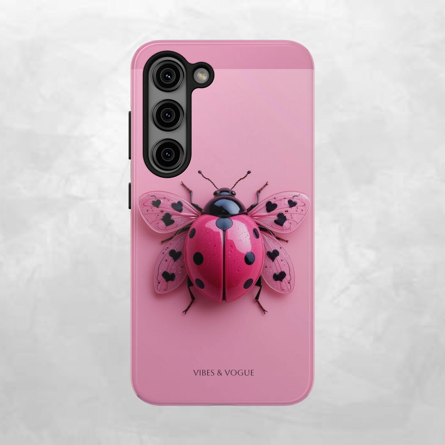 Pink Ladybug Tough Phone Case, Cute Phone Cover, Bug Lover Gift, Durable Smartphone Shell, Protective Tech Accessory