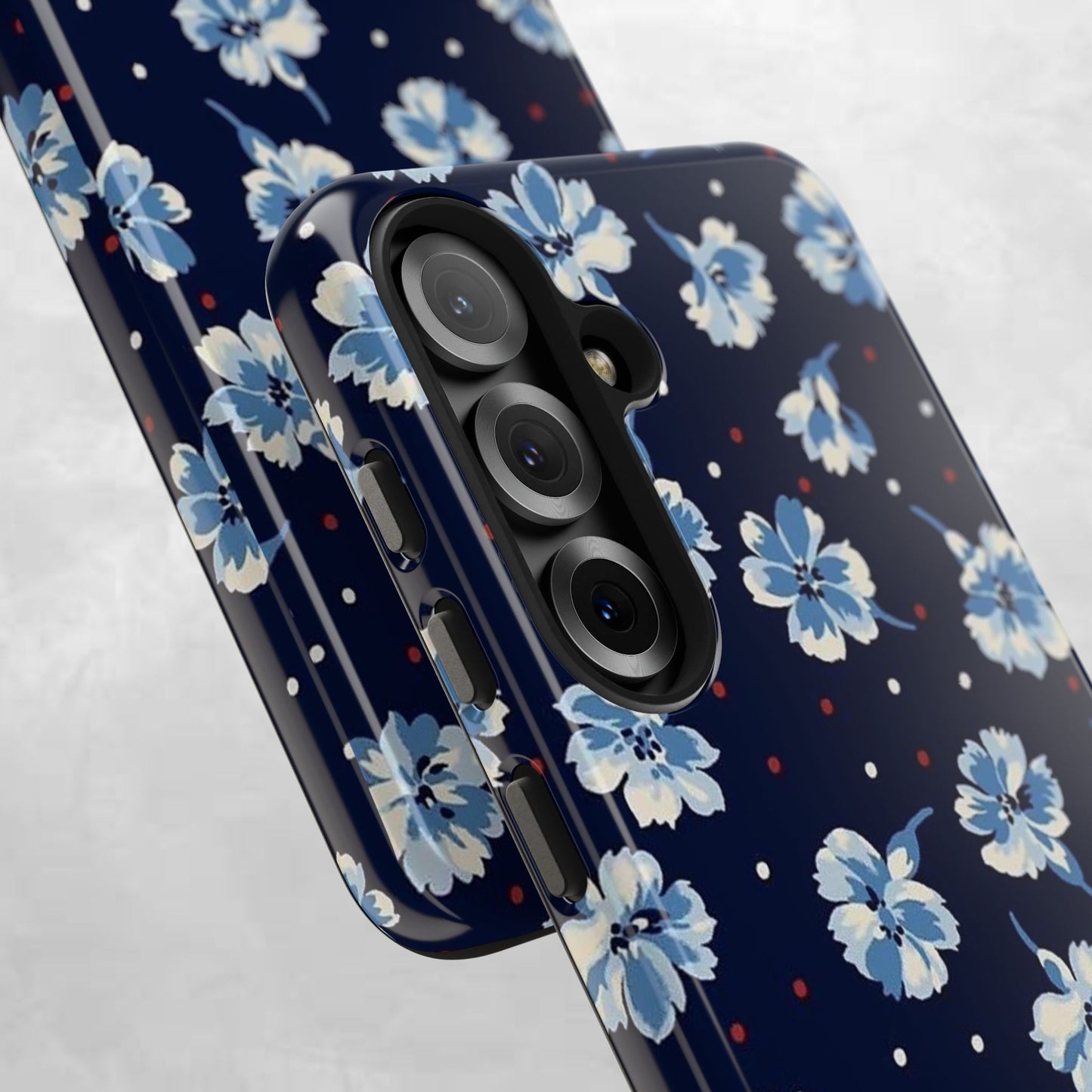 Floral Navy Tough Phone Case — Blue Blossom Protective Phone Cover
