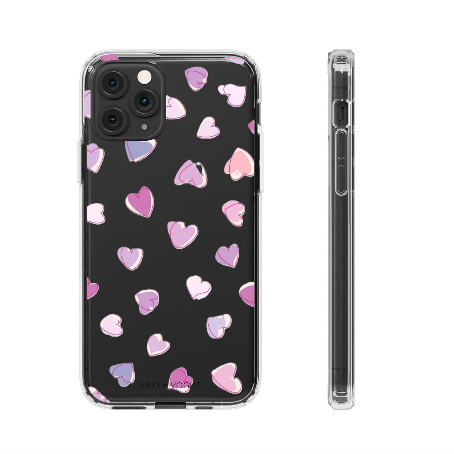Heart Pattern Clear Case, Cute Phone Cover, Valentine's Day Gift, Trendy Phone Accessory, Love Theme Case
