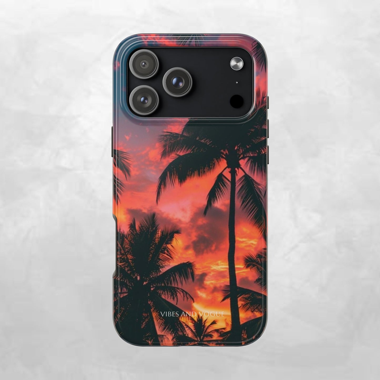 Tropical Sunset Tough Phone Case — Palm Tree Sunset Protective Phone Cover