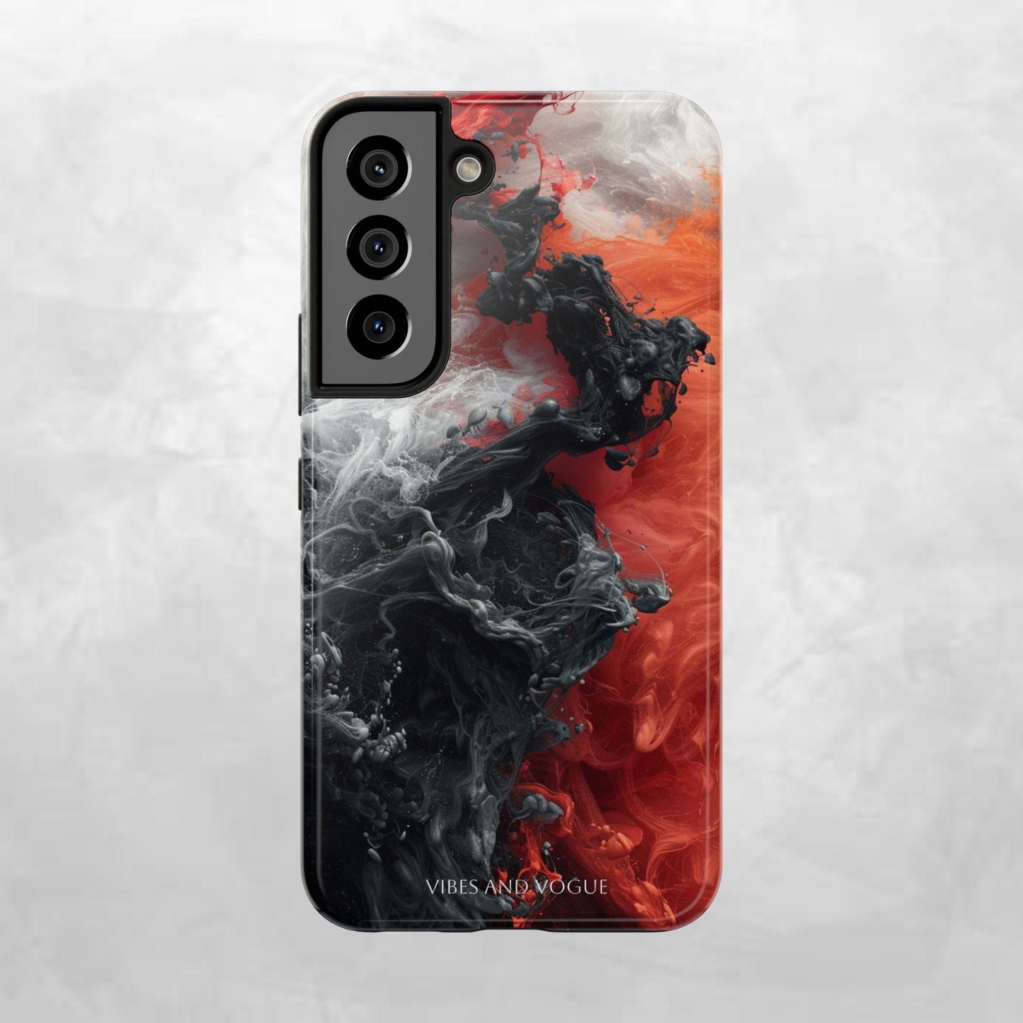 Abstract Red & Black Smoke Tough Phone Case — Vibes and Vogue Protective Cover