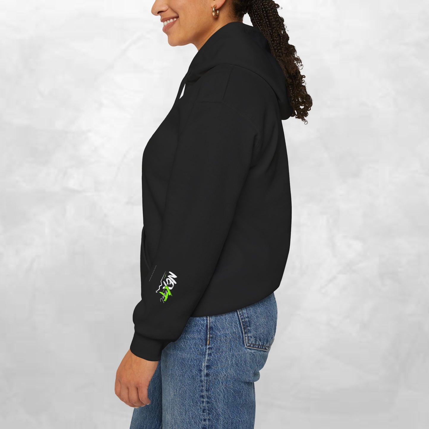 Next Wave Hoodie — Black Streetwear Hoodie with Neon Green Graphic