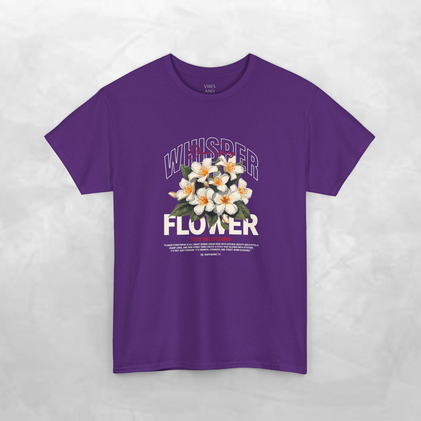Floral "Whisper Flower" Graphic Tee — Vintage Plumeria Blossom Shirt