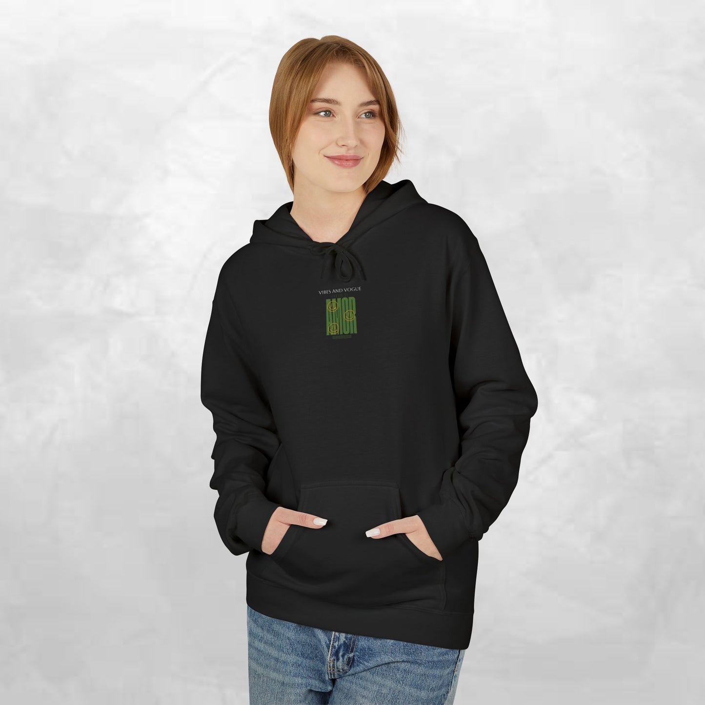 Amor Graphic Hoodie — Green Vintage Script Love Design