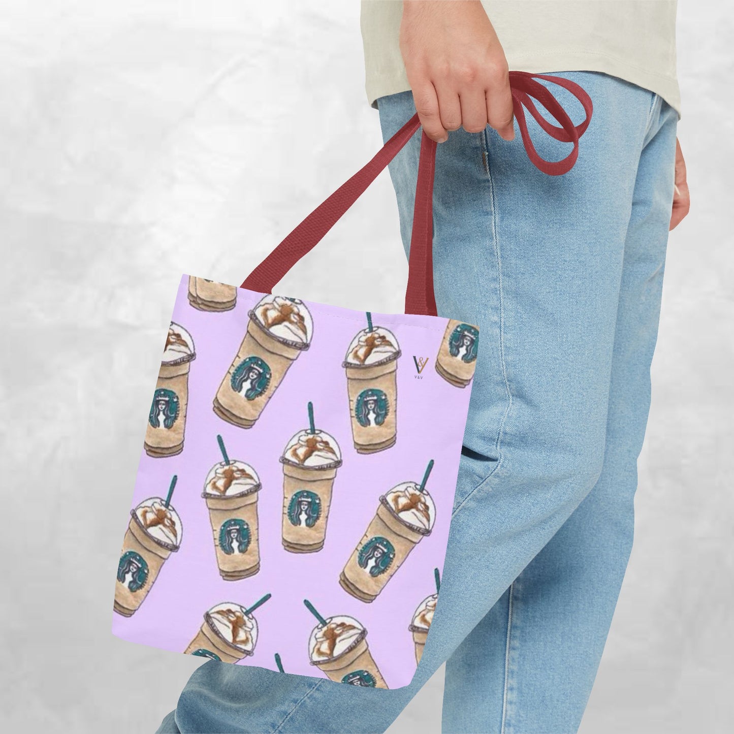 Starbucks Frappuccino Tote Bag, Coffee Lover's Shopping Bag, Perfect for Gift, Reusable Grocery Bag, Cute Beach Bag, Eco-Friendly Tote