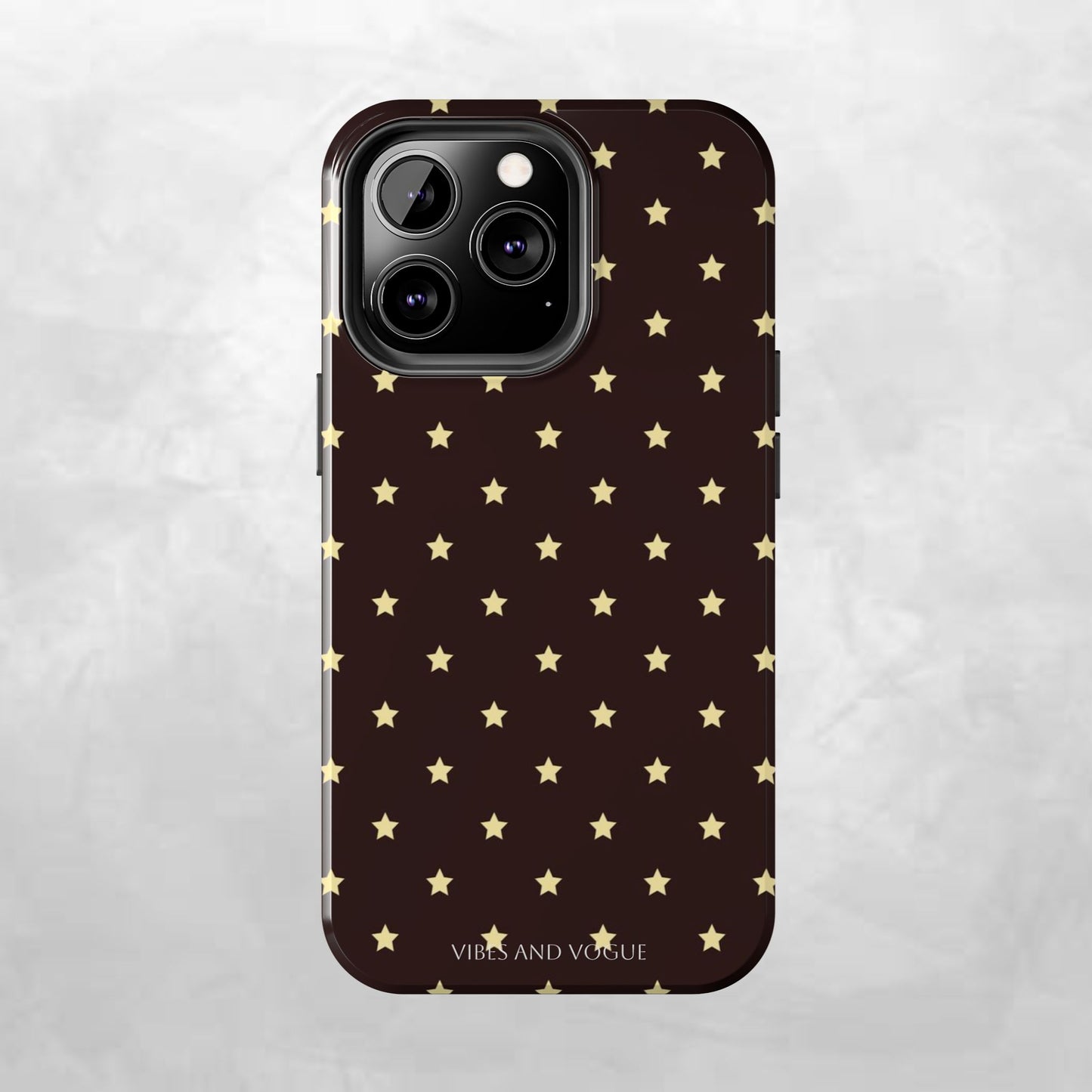 Star Pattern Tough Phone Case — Gold Stars on Chocolate Brown