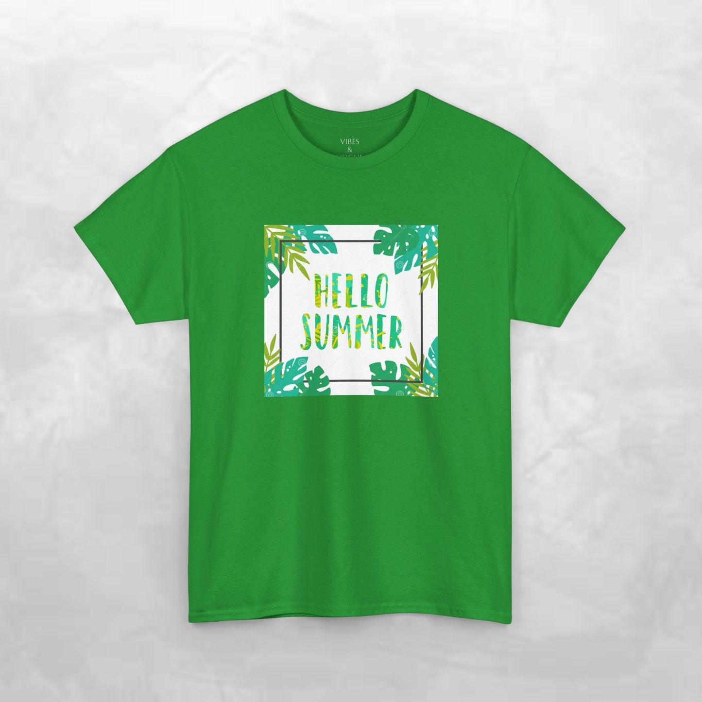 Hello Summer Unisex Heavy Cotton Tee – Tropical Vibe Summer Shirt