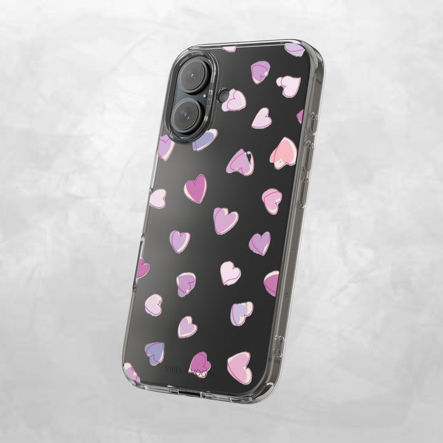 Heart Pattern Clear Case, Cute Phone Cover, Valentine's Day Gift, Trendy Phone Accessory, Love Theme Case