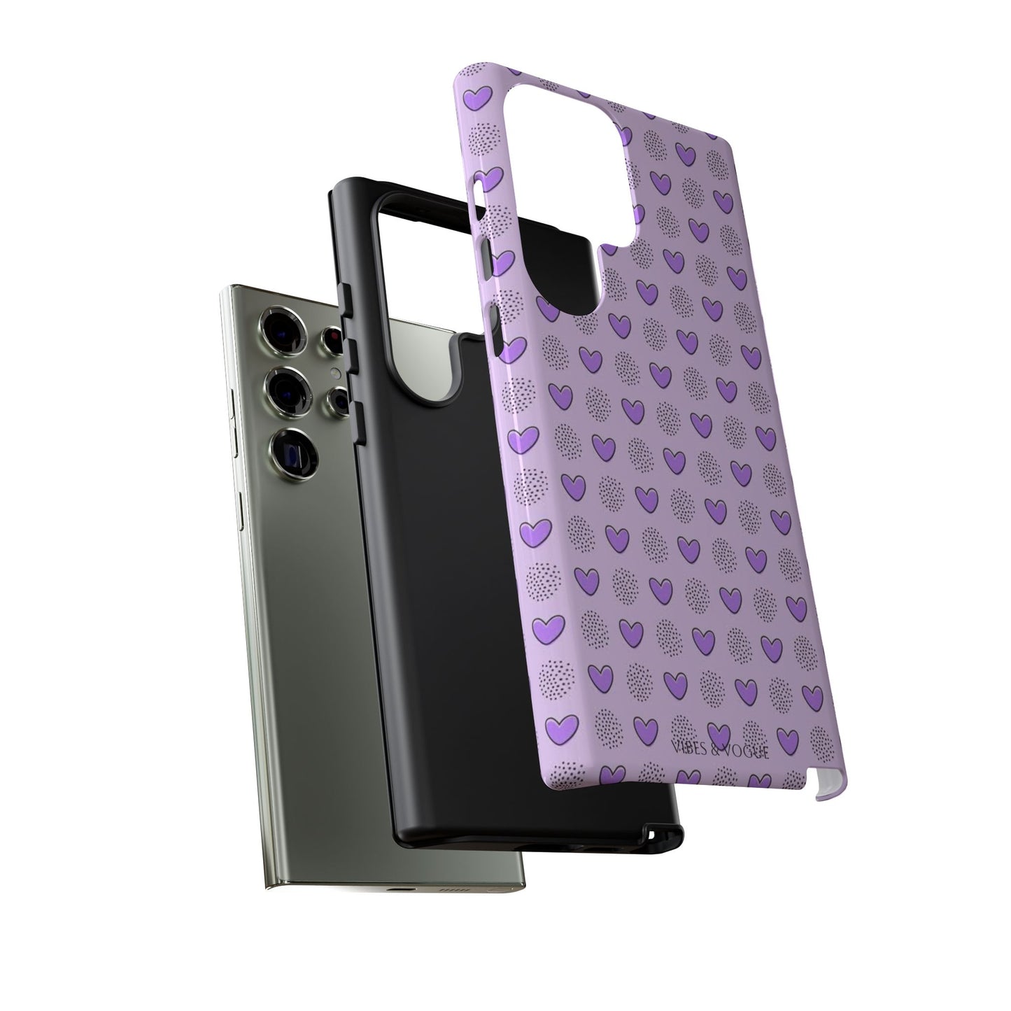 Purple Heart Pattern Phone Case - Tough Cases for a Stylish & Protective Vibe