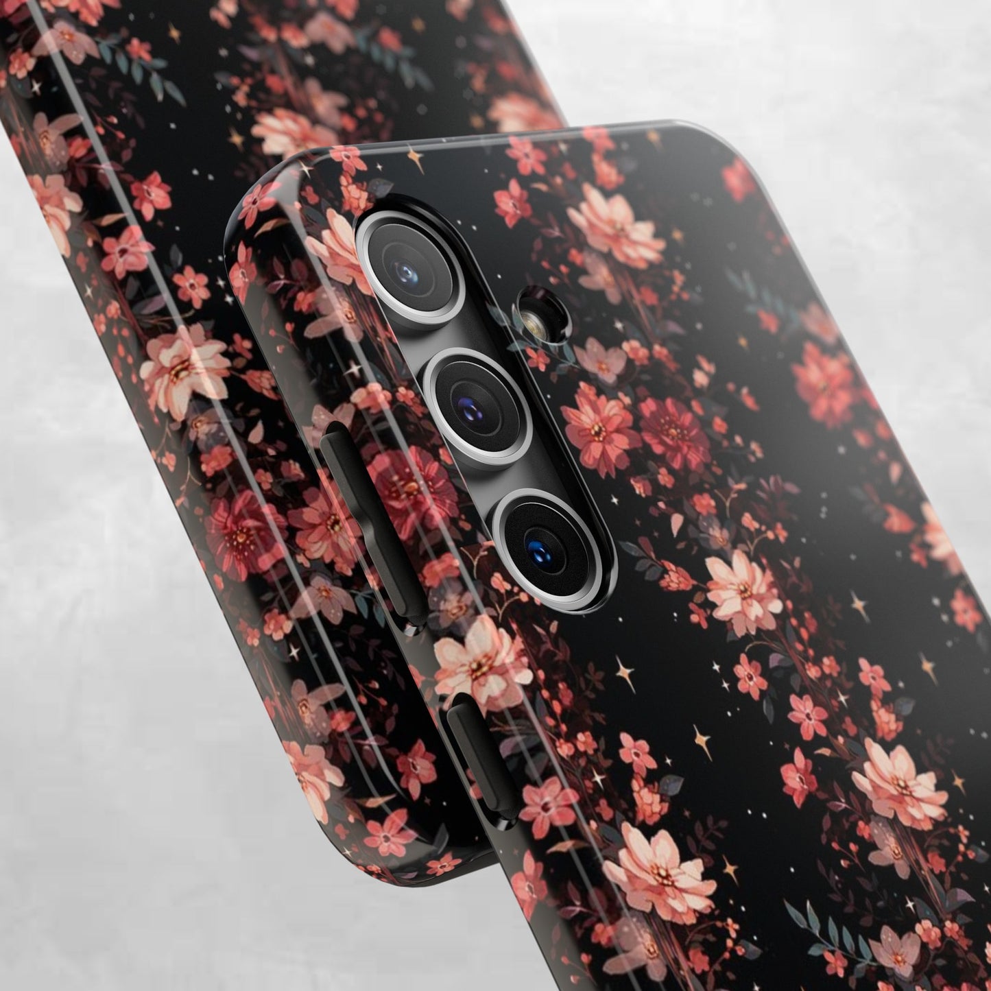 Floral Galaxy Phone Case – Dark Pink Blossom Tough Protective Case