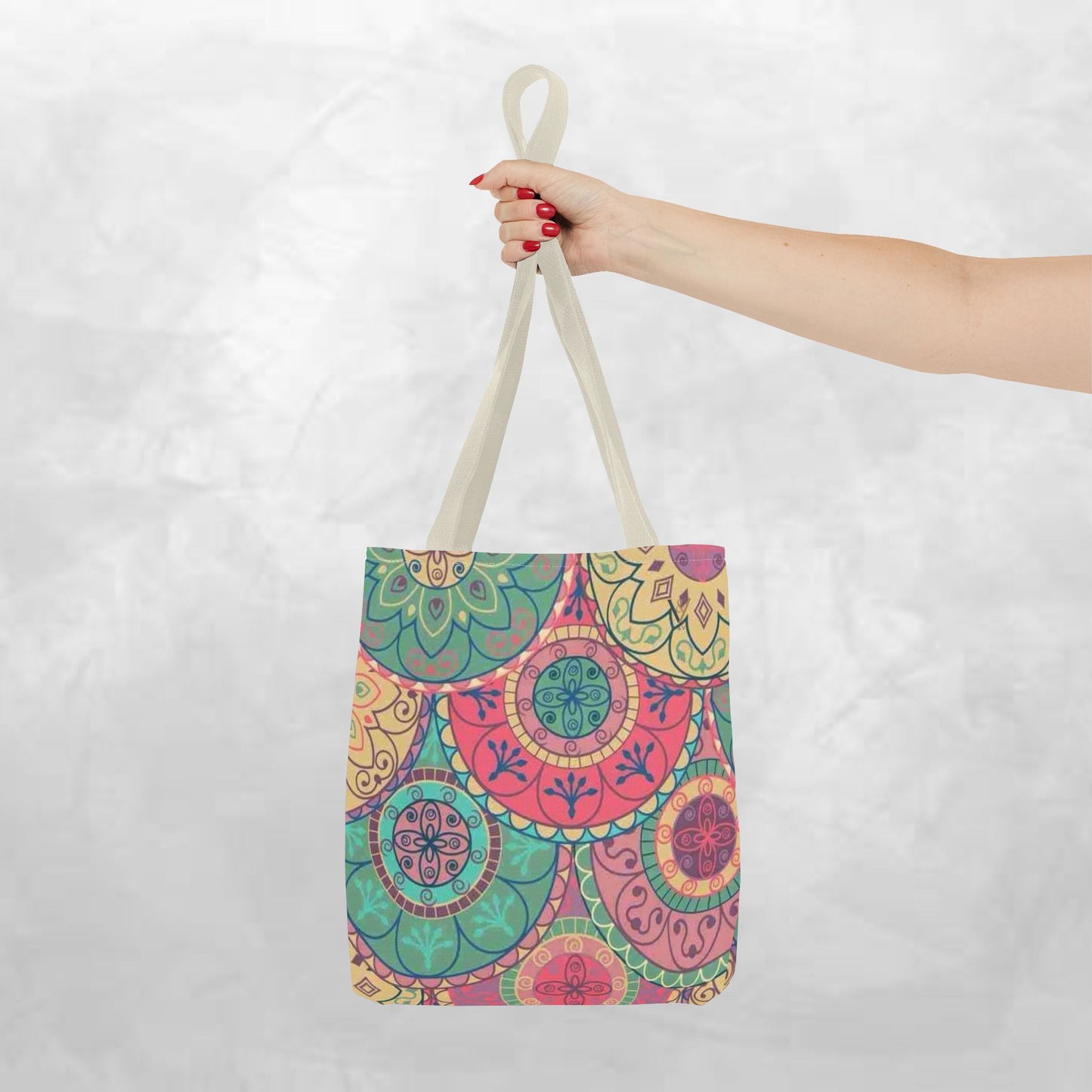 Vibrant Mandala Tote Bag, Boho Chic Carrying Bag, Eco-Friendly Shopping Tote, Gypsy Style Grocery Bag, Summer Festival Accessory