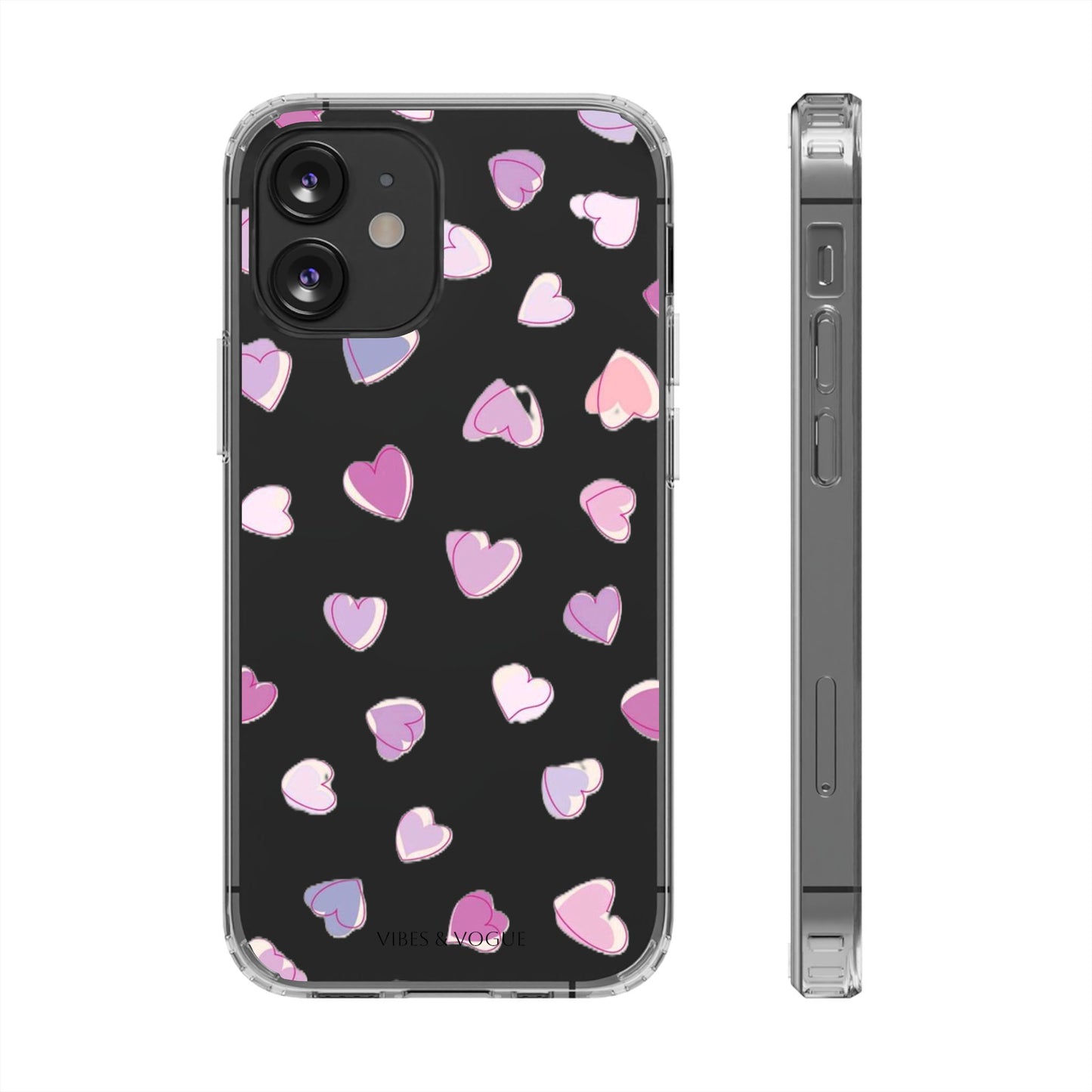 Heart Pattern Clear Case, Cute Phone Cover, Valentine's Day Gift, Trendy Phone Accessory, Love Theme Case