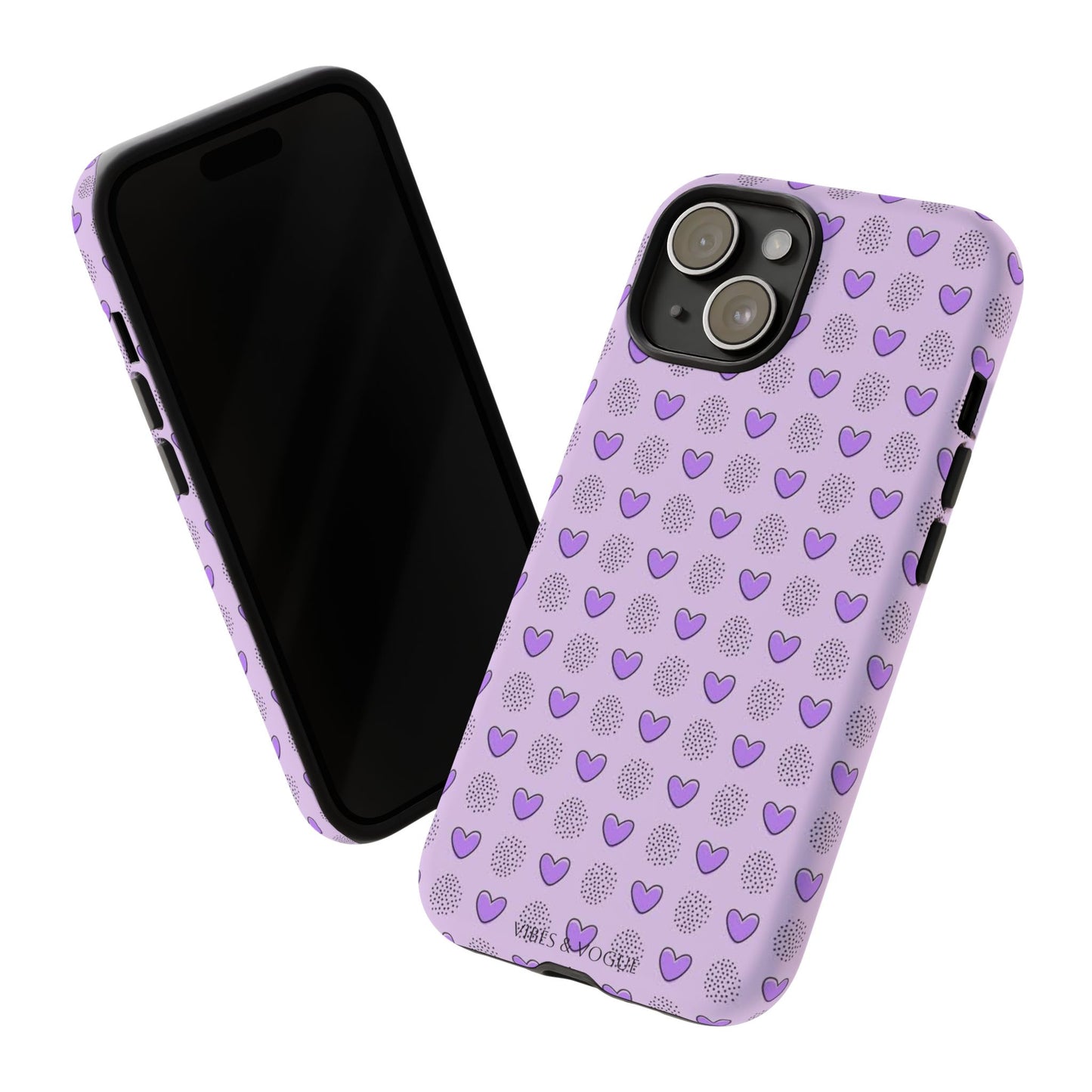 Purple Heart Pattern Phone Case - Tough Cases for a Stylish & Protective Vibe