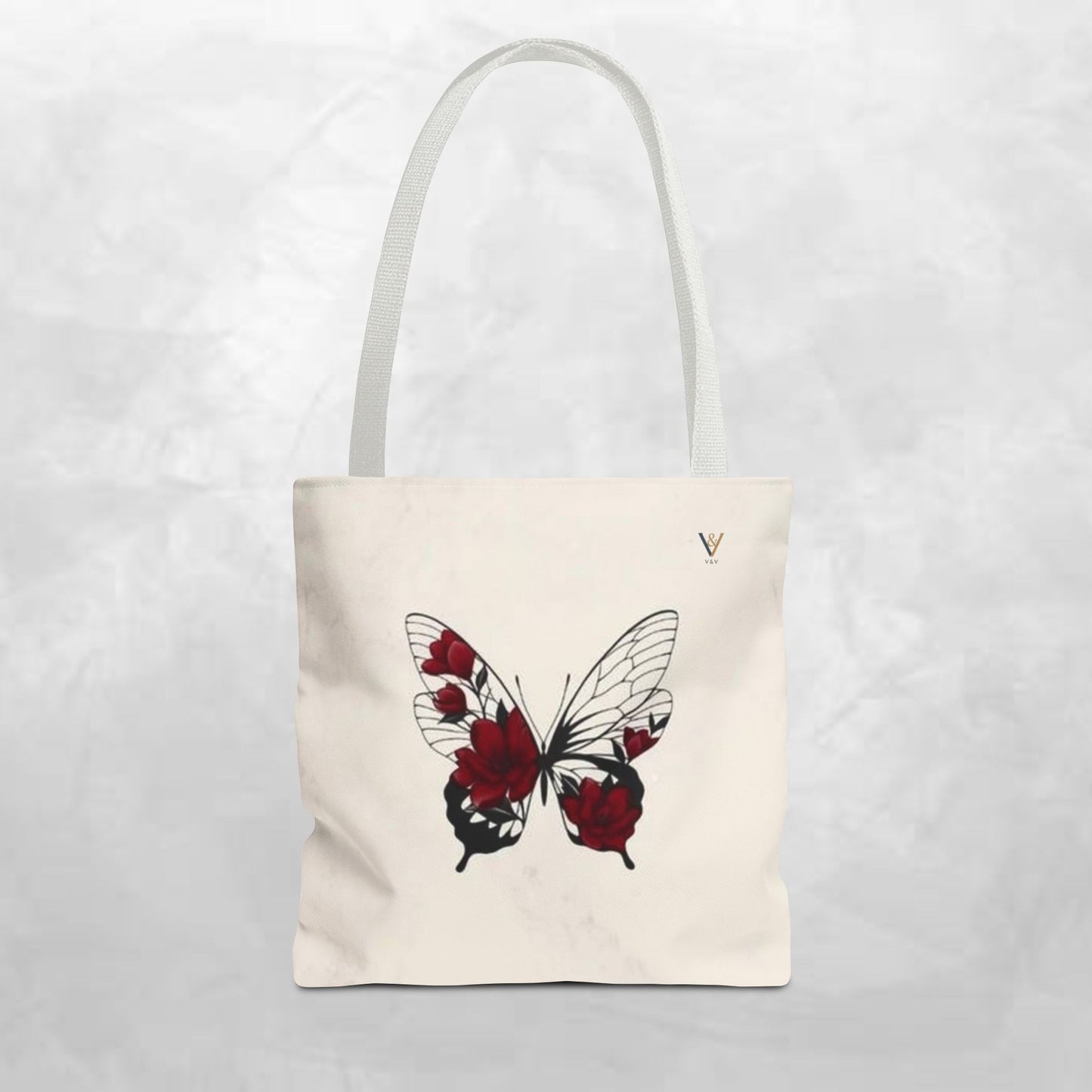 Butterfly Floral Tote Bag, Elegant Carry-All, Eco-Friendly Shopping Bag, Gift for Her, Boho Style