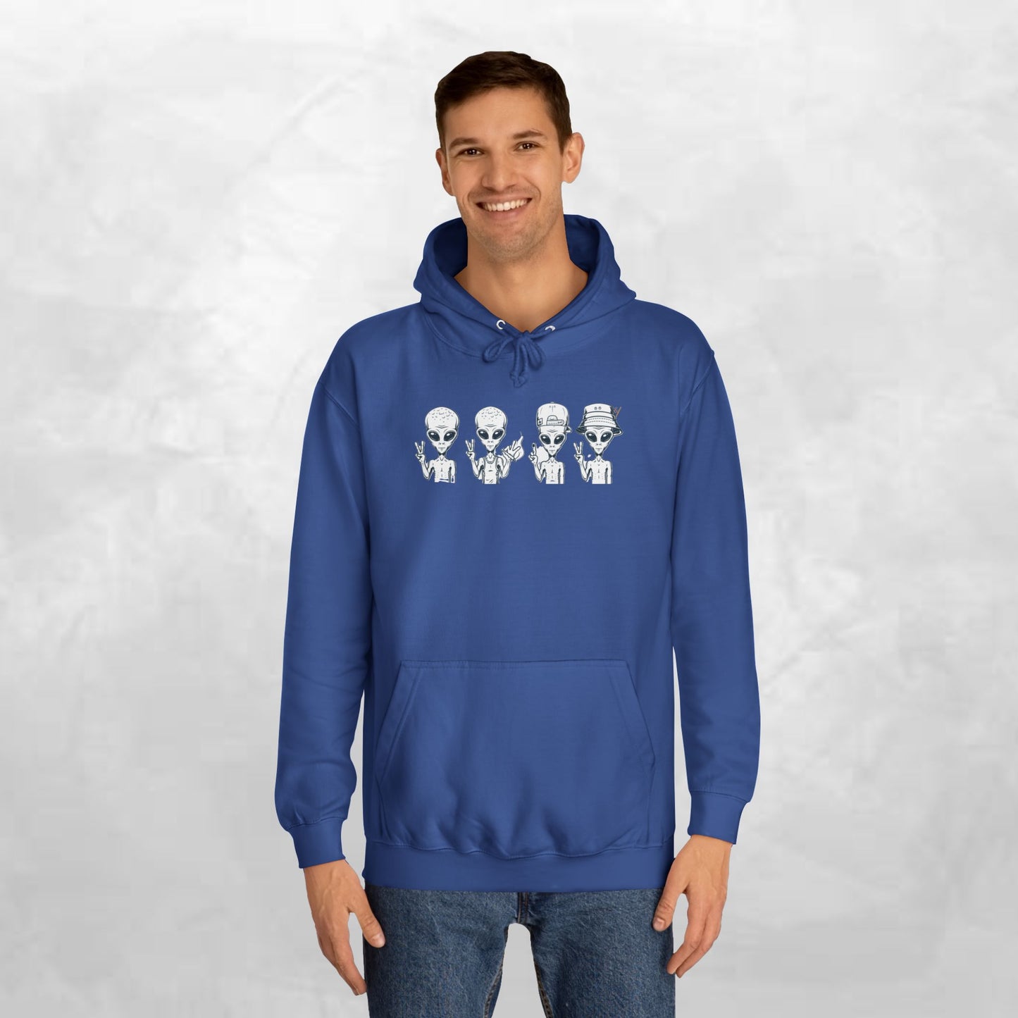 Retro Alien College Hoodie - Unisex Warm Sweatshirt for Campus Style